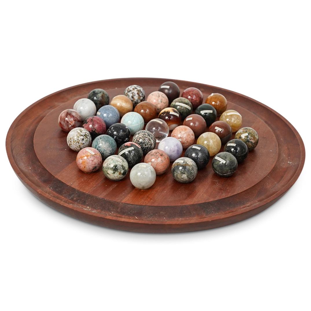 Marble Solitaire Game w/ Agate Marbles (1 of 5)