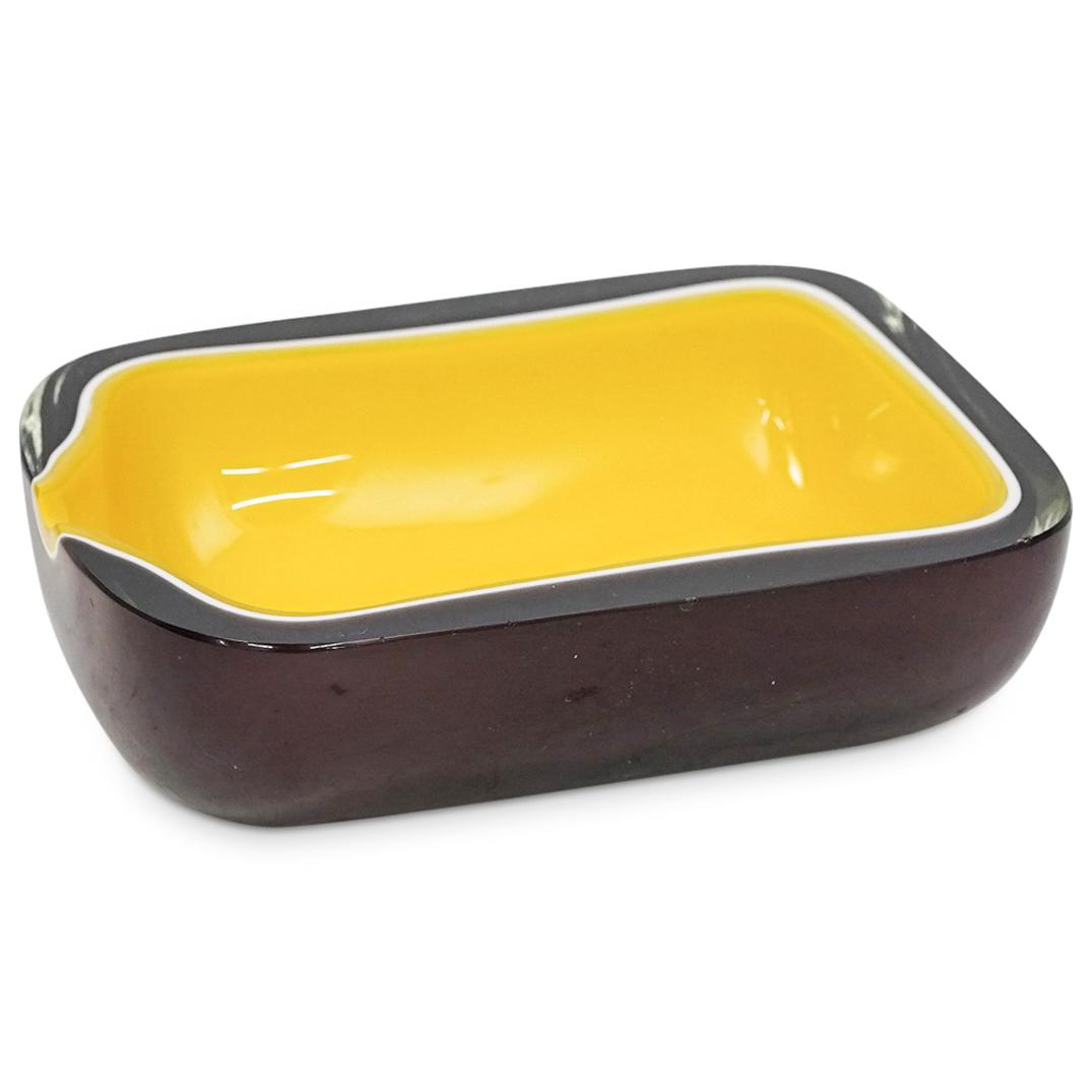 Cadmium Yellow Art Glass Large Ashtray (1 of 4)