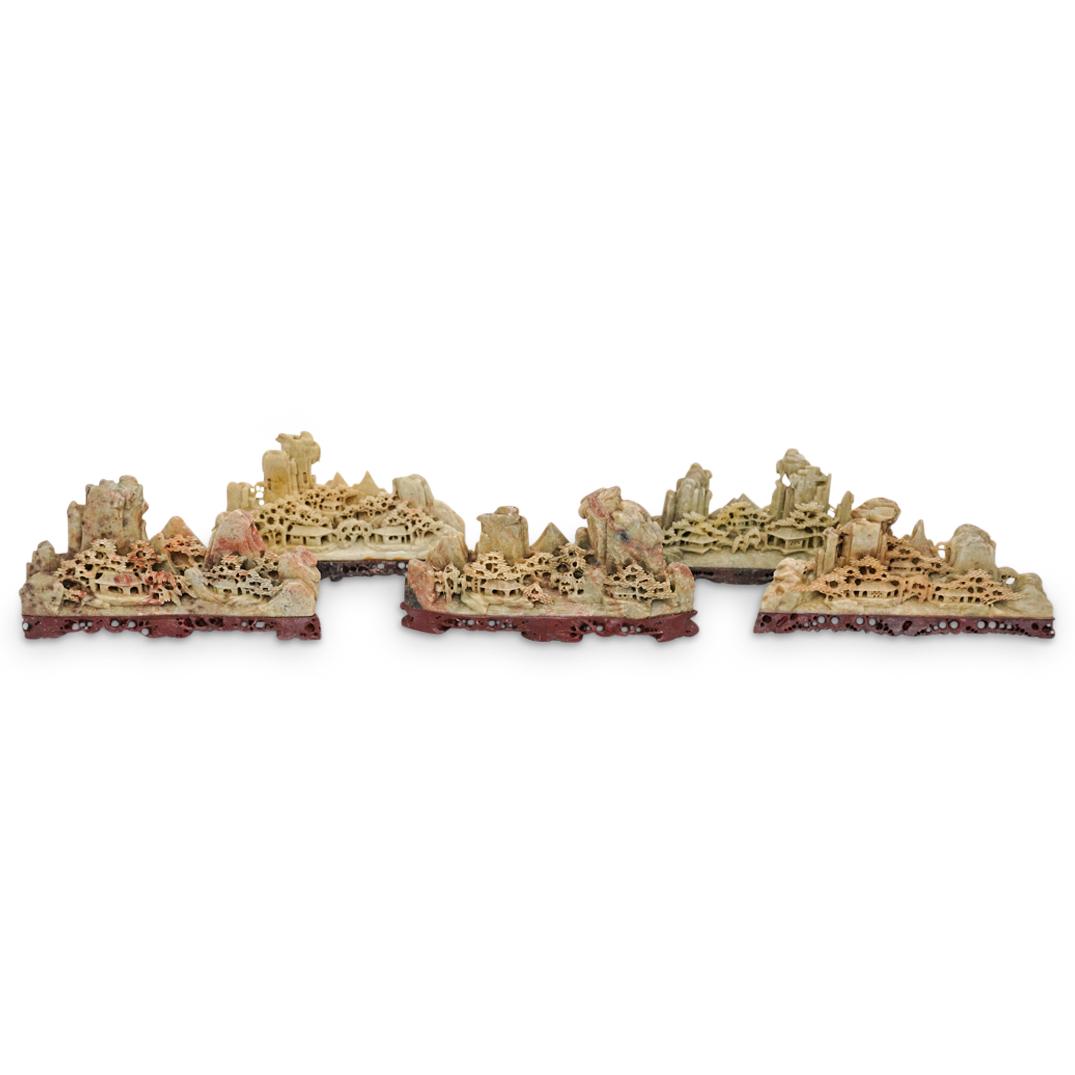 (5 Pc) Chinese Soapstone Landscape Sculptures (1 of 7)