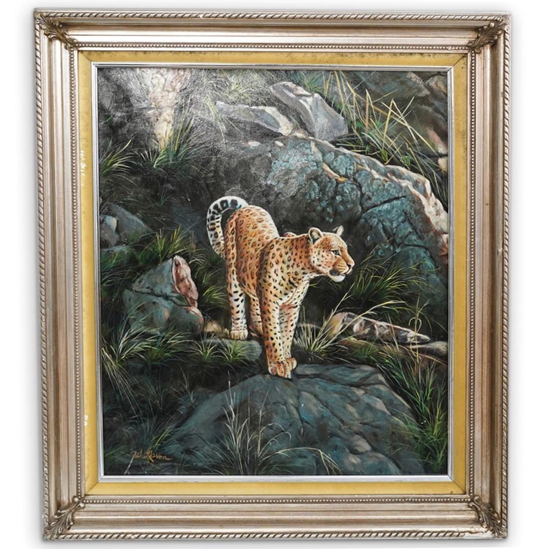 Signed Vintage Leopard Oil Painting (1 of 6)