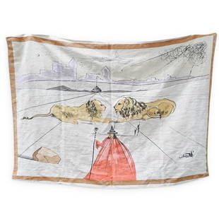 Salvador Dali "Tribe of Judah" Tapestry: DESCRIPTION: Salvador Dali tapestry titled "Tribe of Judah" Signed 'Salvador DalÃ­' in the tapestry lower right. (Missing Label with edition number) Verso with printed label of the publisher,