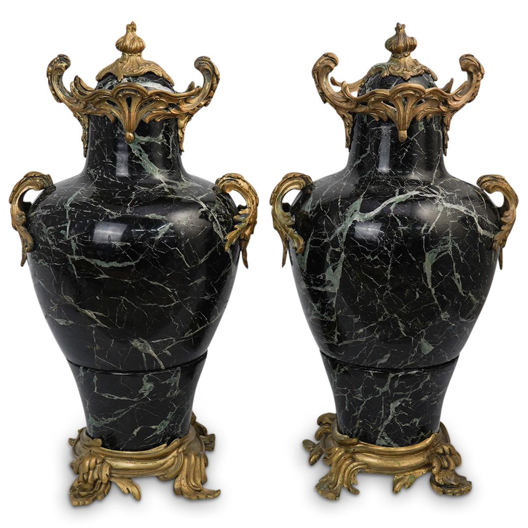 Pair Of Marble & Gilt Bronze Urns (1 of 6)