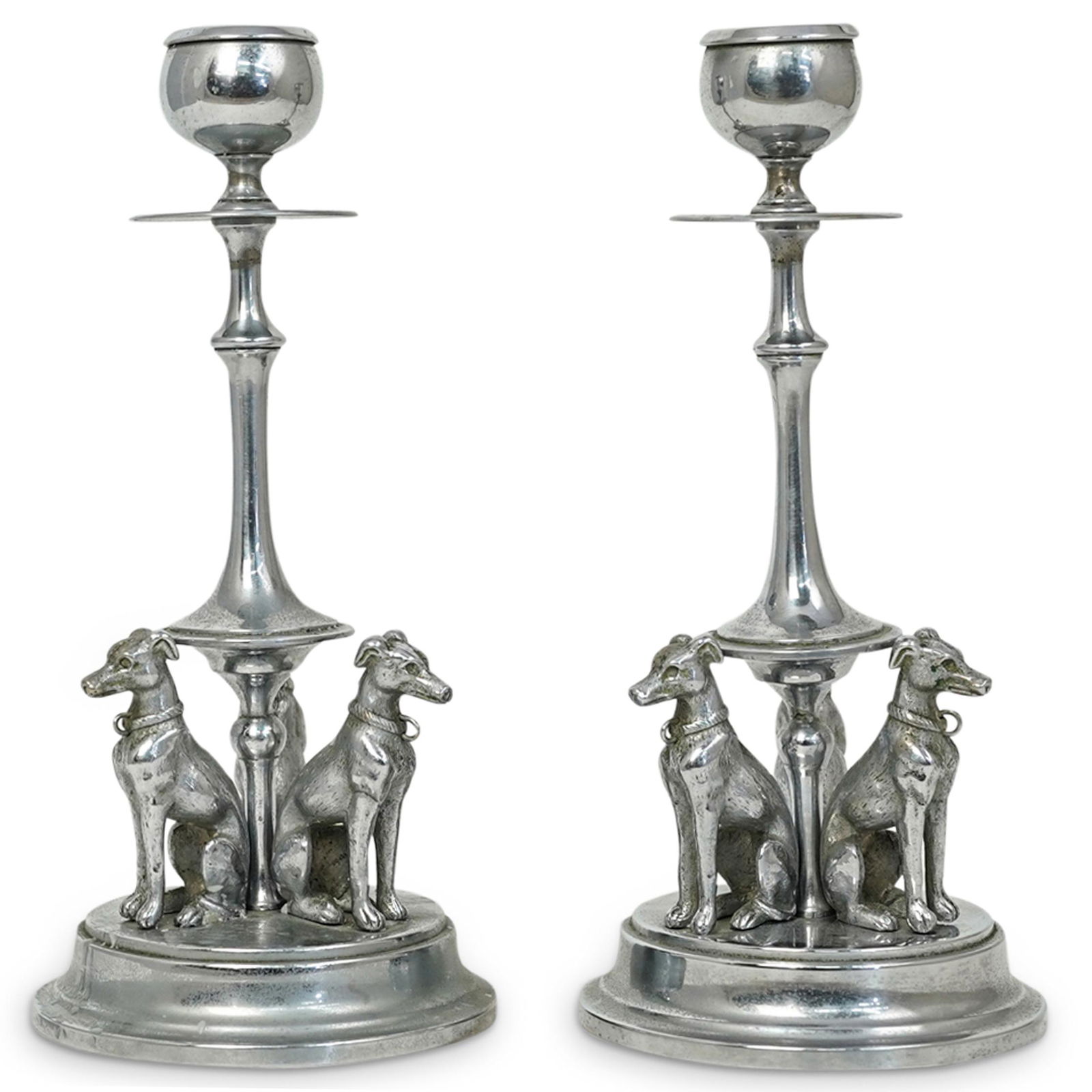 English Silver Plate Figural Dog Candle Holders (1 of 7)