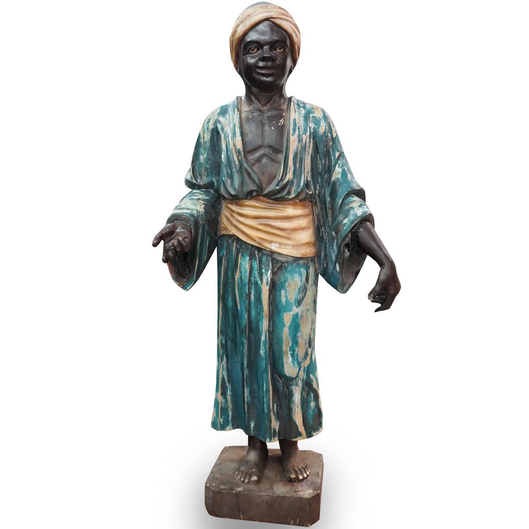 Large Wood Carved Blackamoor Statue (1 of 6)