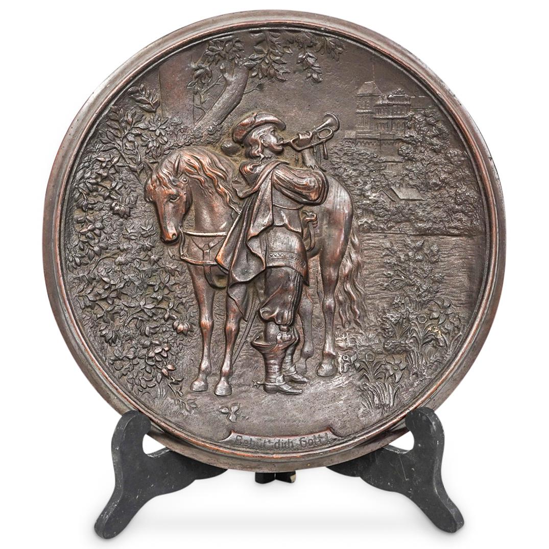 Antique German Bronze "Behut Dich Gott" Wall Plaque (1 of 4)