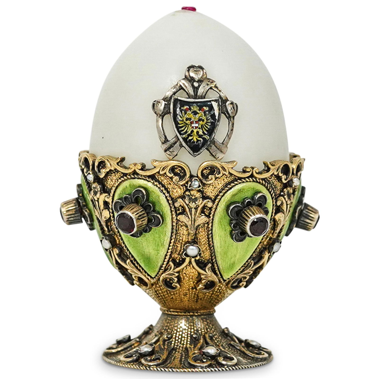Enamel and Sterling Silver Egg Cup with Egg (1 of 6)