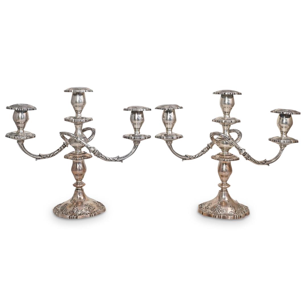(2 Pc) Fisher Sterling English Rose Candelabras (1 of 6)