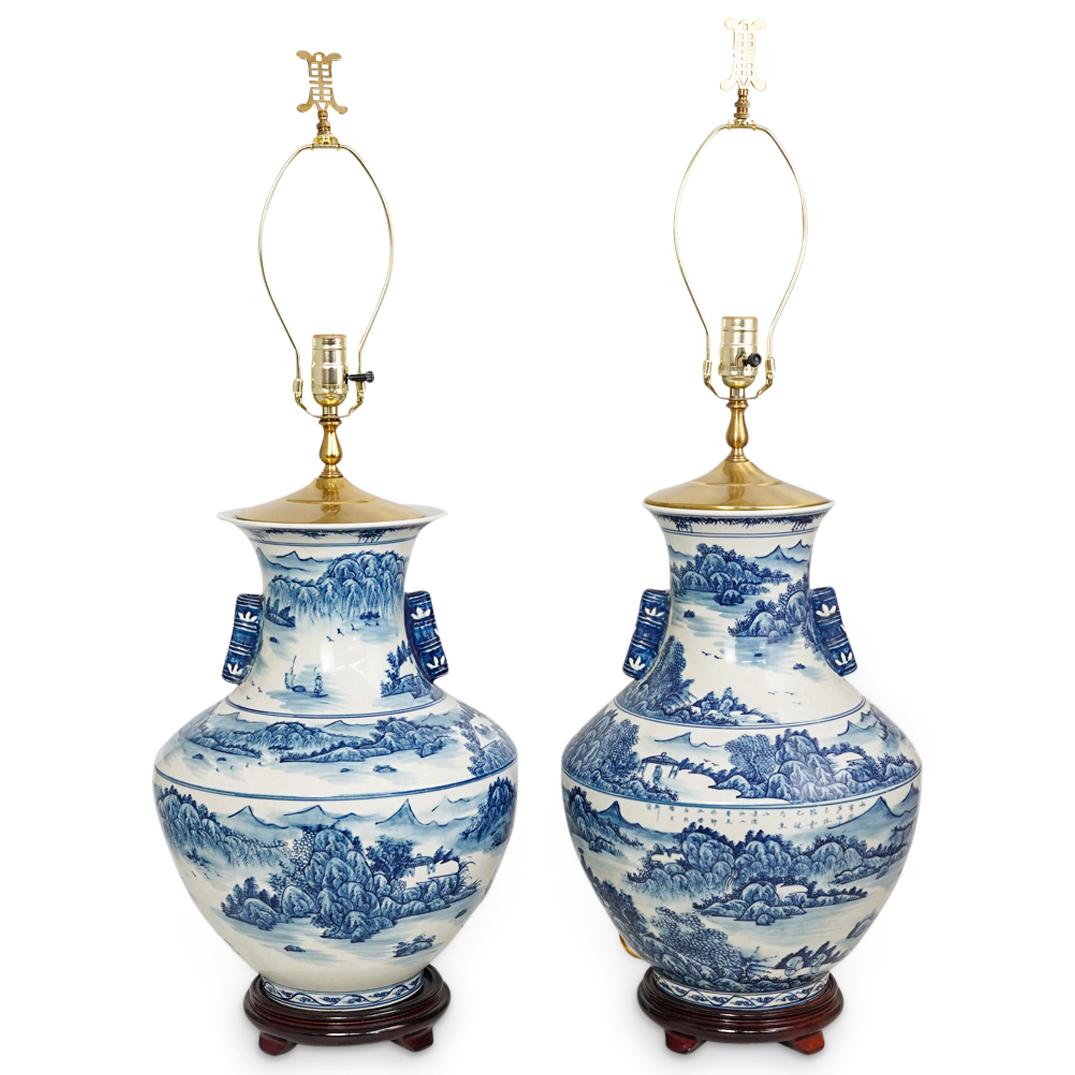 Chinese Blue & White Porcelain Lamps (1 of 10)