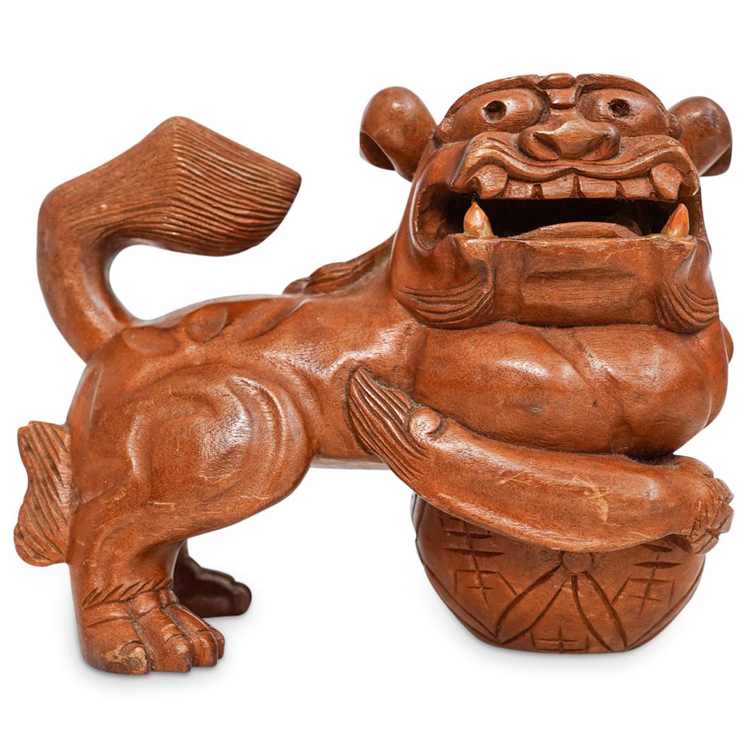 Chinese Carved Wood Foo Dog (1 of 5)