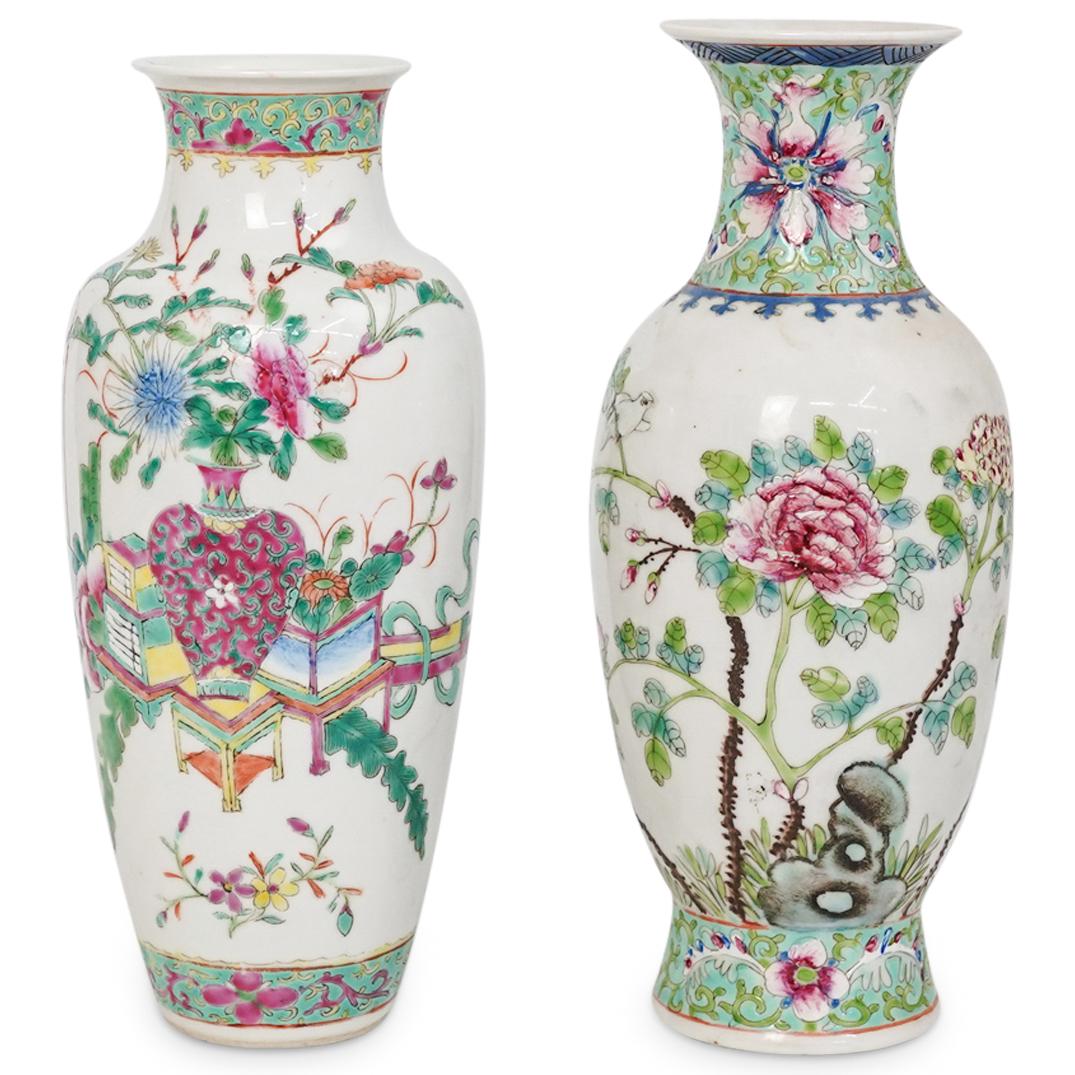 (2 Pc)Chinese Famille Verte Porcelain Vases (1 of 11)