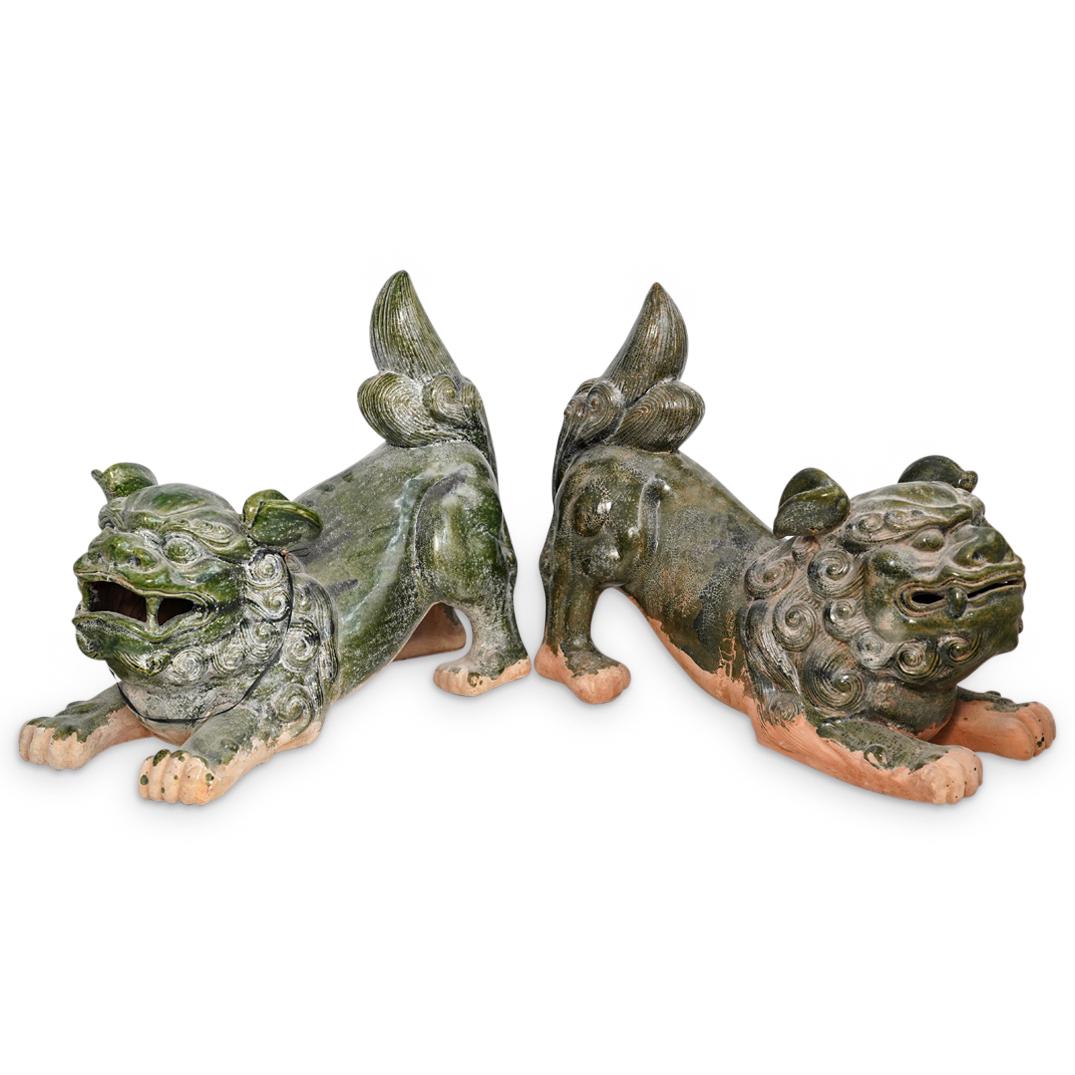 Pair Of Chinese Ceramic Foo Dogs (1 of 8)