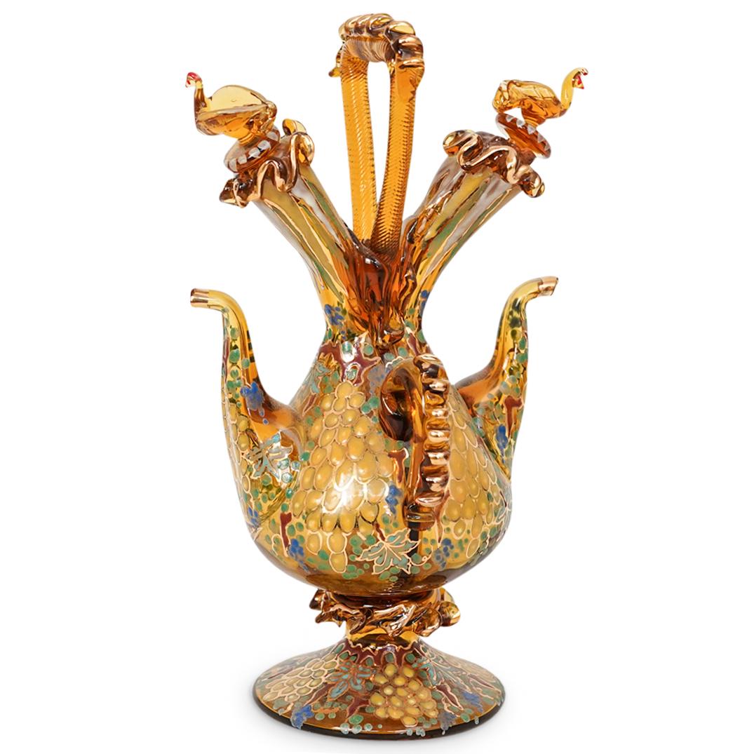 Signed "Cire" Art Glass Double Sided Ewer (1 of 5)