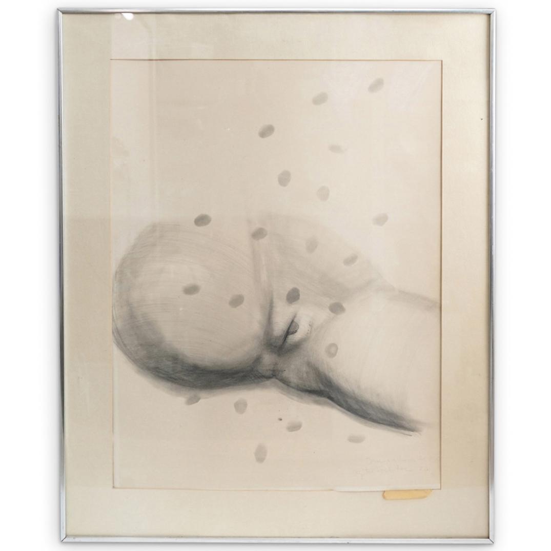 Agustin Fernandez (1928 - 2006) Erotic Graphite on: DESCRIPTION: Agustin Fernandez (1928 - 2006) Erotic graphite on paper features abstract nude figural imagery. Signed lower right: "Agustin Fernandez, 76" mounted in a silver toned frame. CIRCA: 1976 O