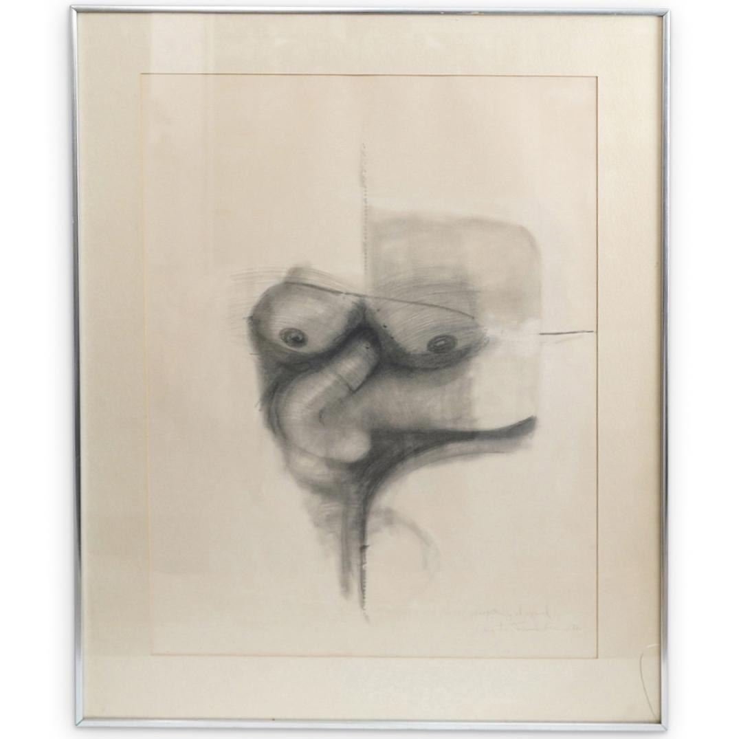 Agustin Fernandez (1928 - 2006) Erotic Graphite on: DESCRIPTION: Agustin Fernandez (1928 - 2006) Erotic graphite on paper features abstract nude figural imagery. Signed lower right: "Agustin Fernandez, 76" Mounted in a silver toned frame. CIRCA: 1976 O