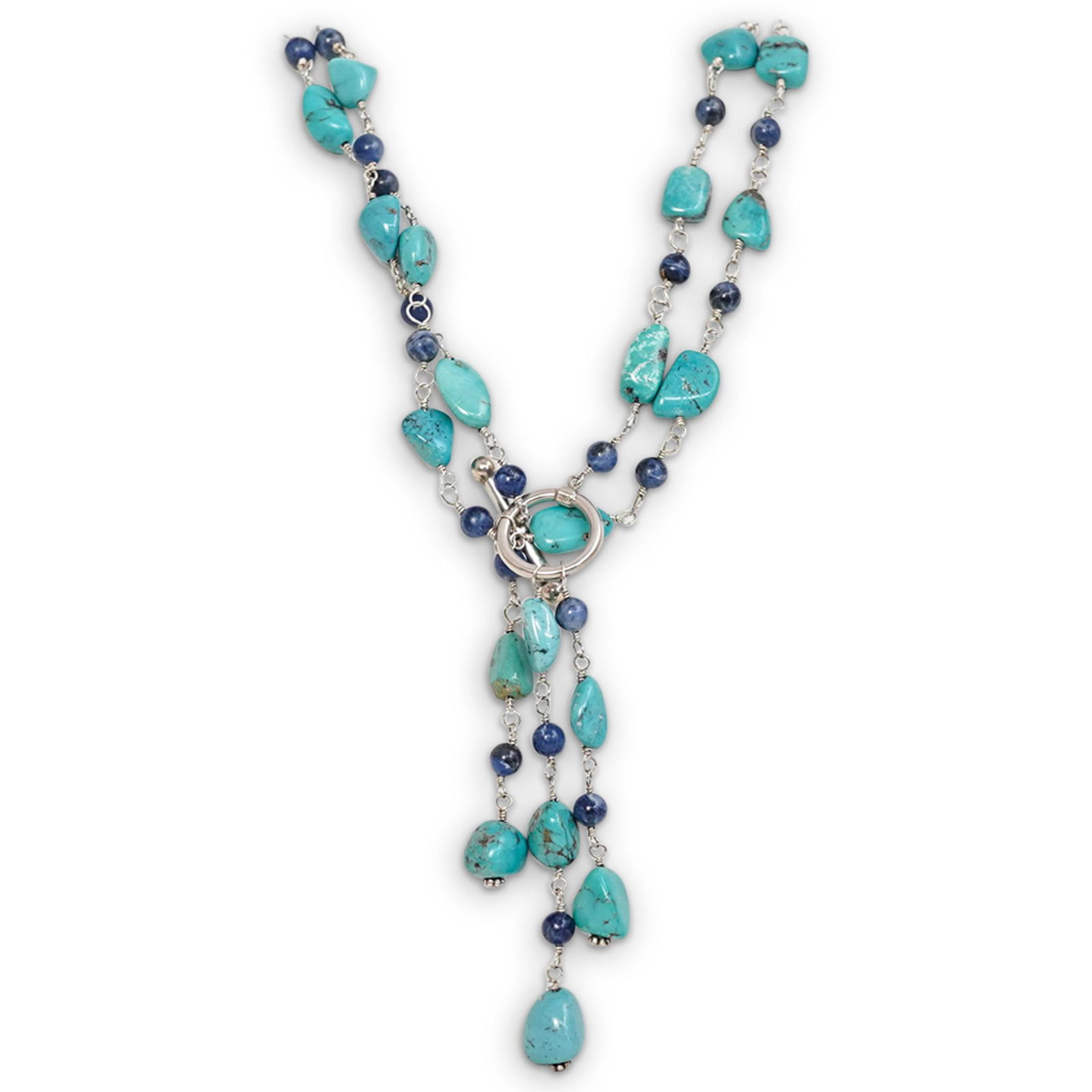 Sterling Beaded Turquoise and Lapis Necklace (1 of 4)