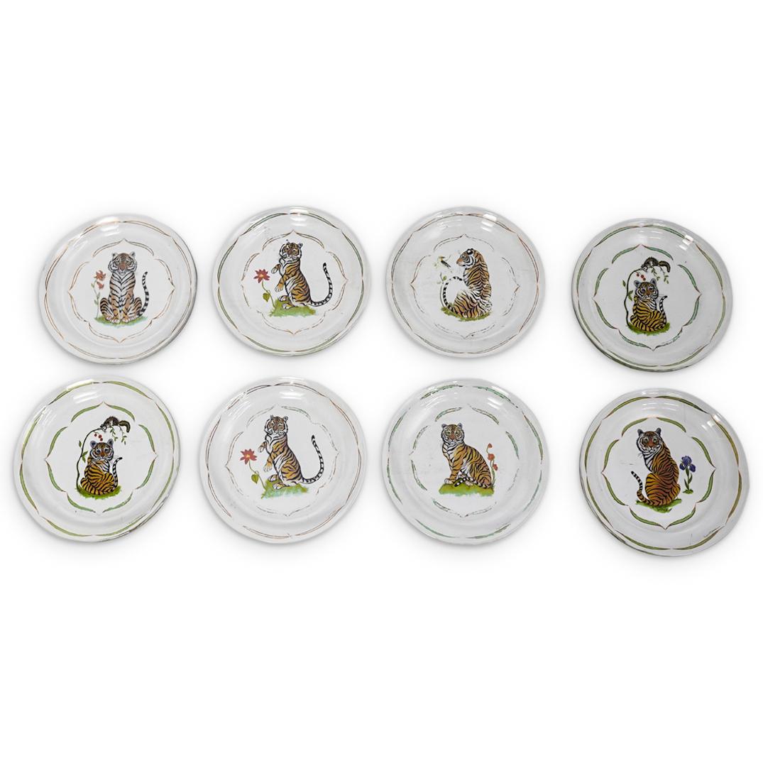 (8 Pc) Lynn Chase Tiger Raj Glass Dessert Plates (1 of 4)
