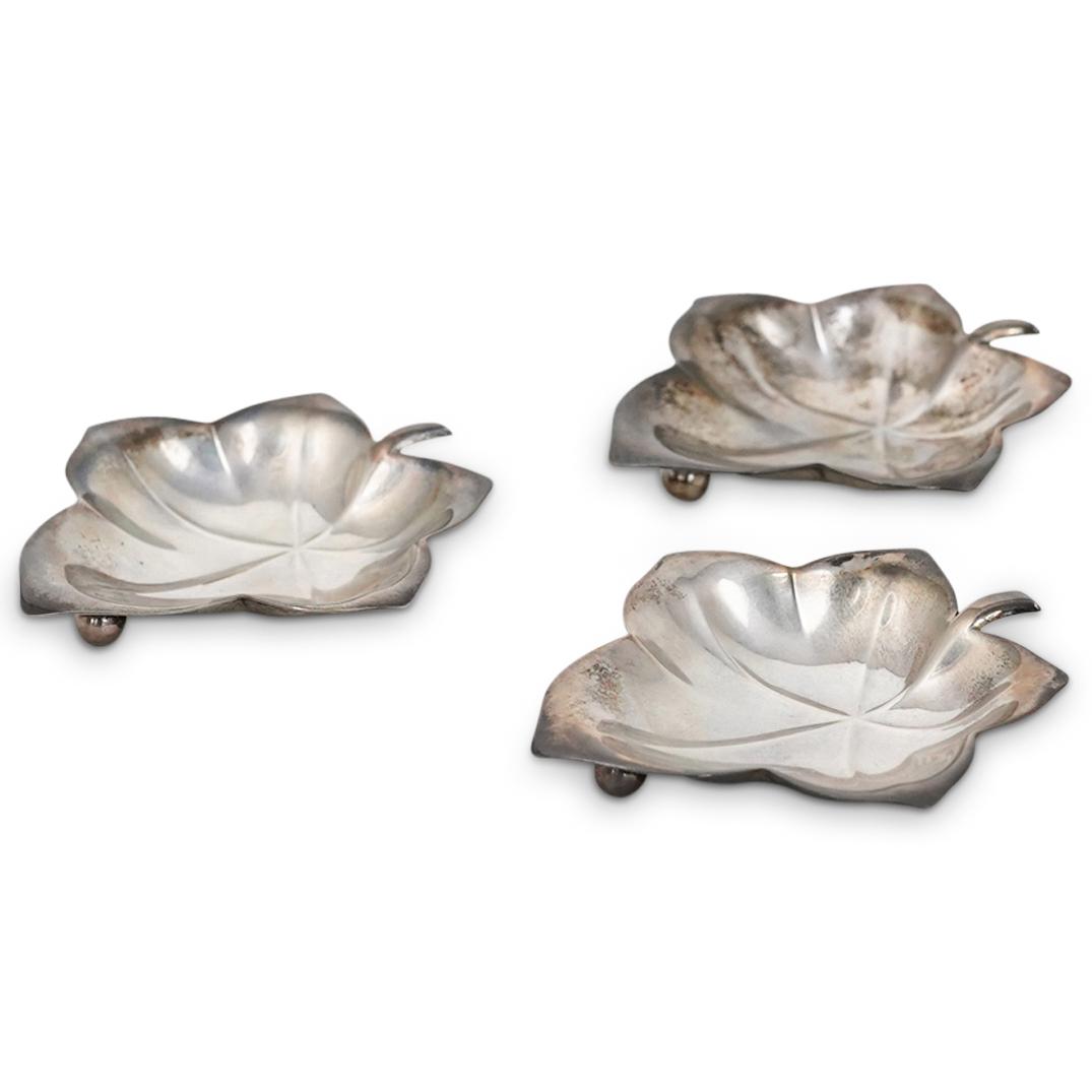 (3 Pc) Tiffany & Co. Sterling Leaf Dishes (1 of 7)