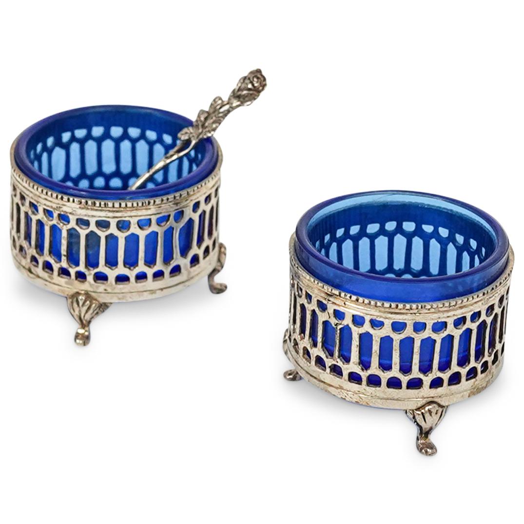 Pair Of Silver and Cobalt Salt Cellars (1 of 4)