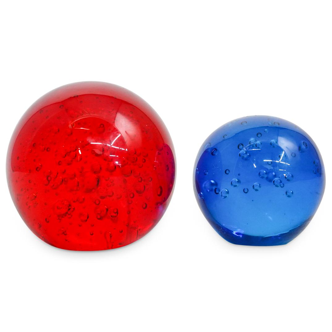 (2Pc) Bubble Glass Murano Paperweights (1 of 5)