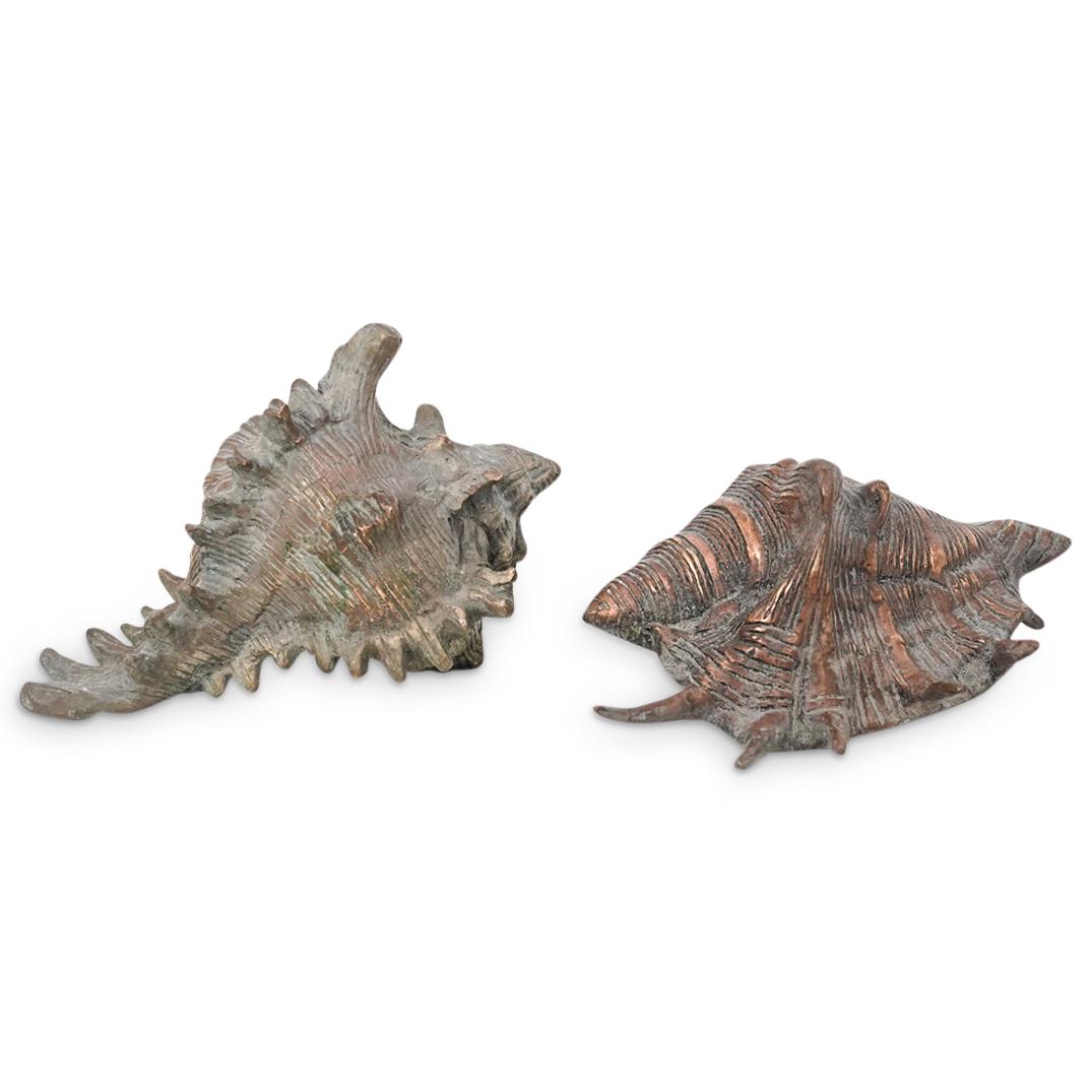 (2 pc) Bronze Conch Shells (1 of 7)