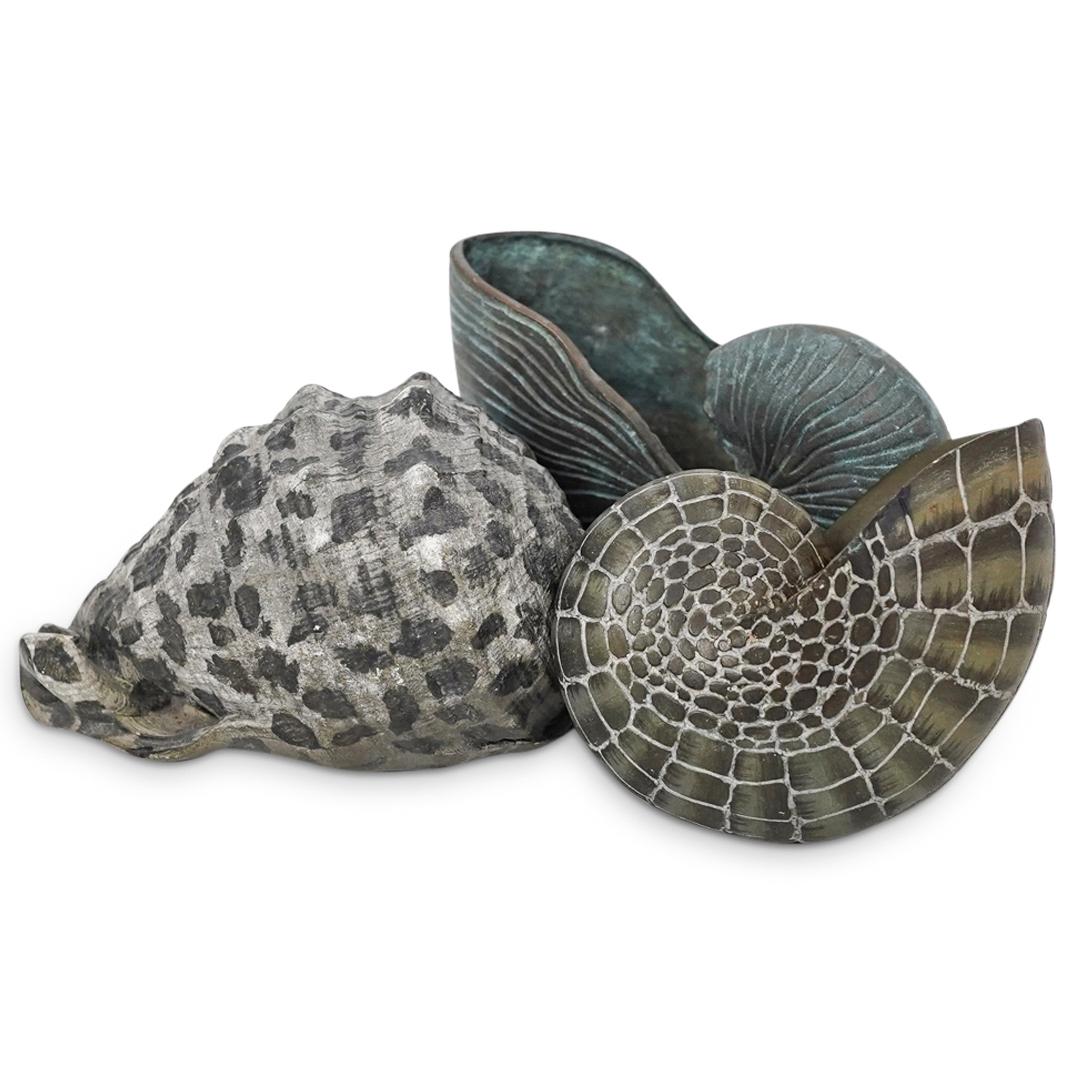 (3 Pc) Decorative Composite and Brass Shells (1 of 9)
