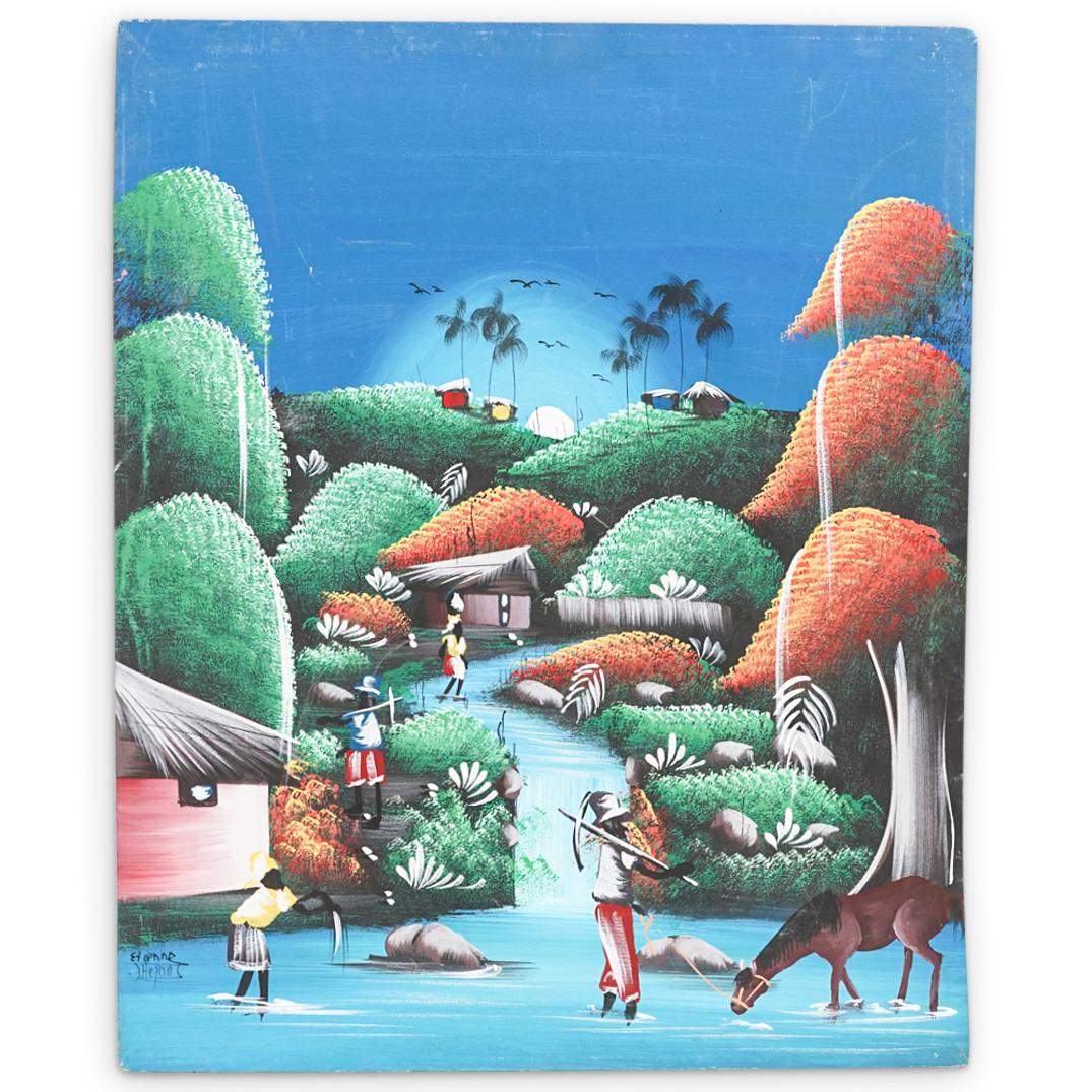 Etienne Henri (Haitian) Signed Painting On Canvas (1 of 5)