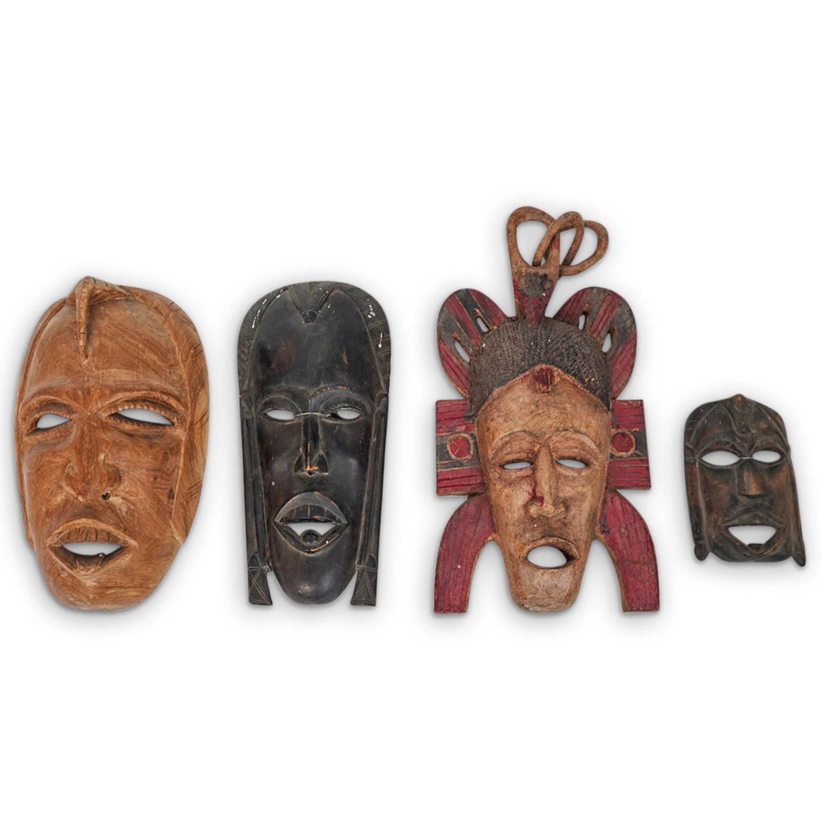 (4Pc) Wood Carved Tribal Masks (1 of 9)