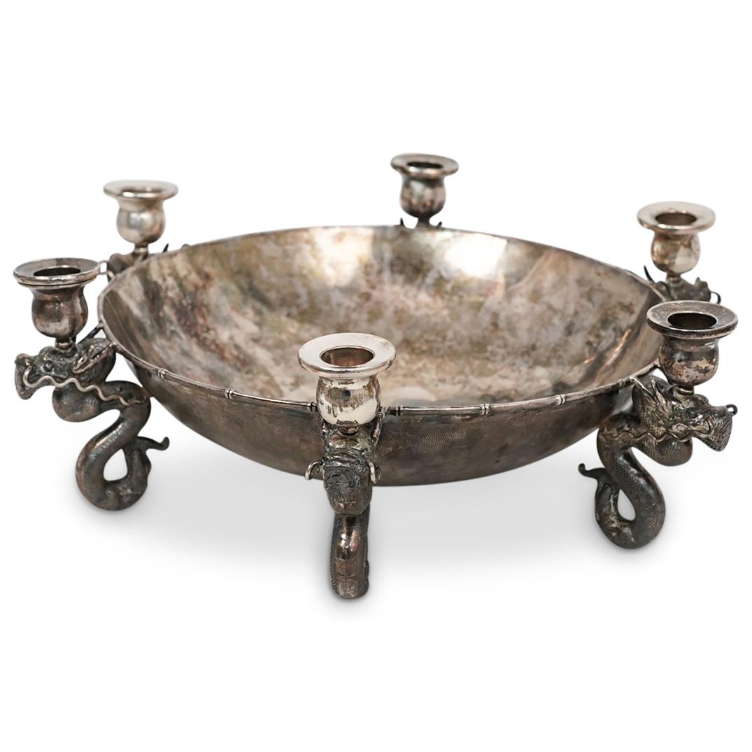 Chinese Export Dragon Sterling Center Bowl (1 of 8)