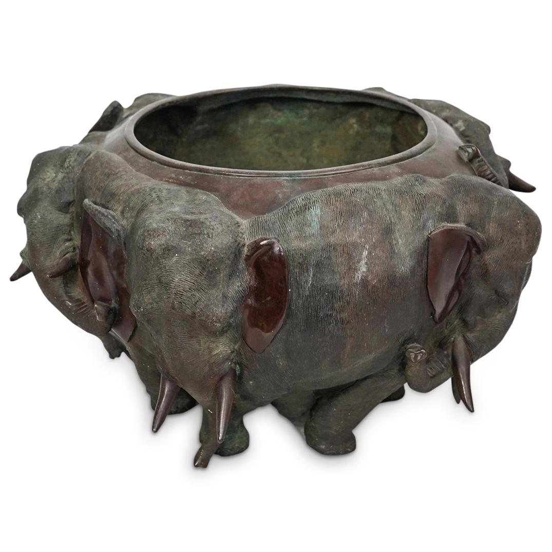 Japanese Meiji Elephant Bronze Bowl (1 of 8)