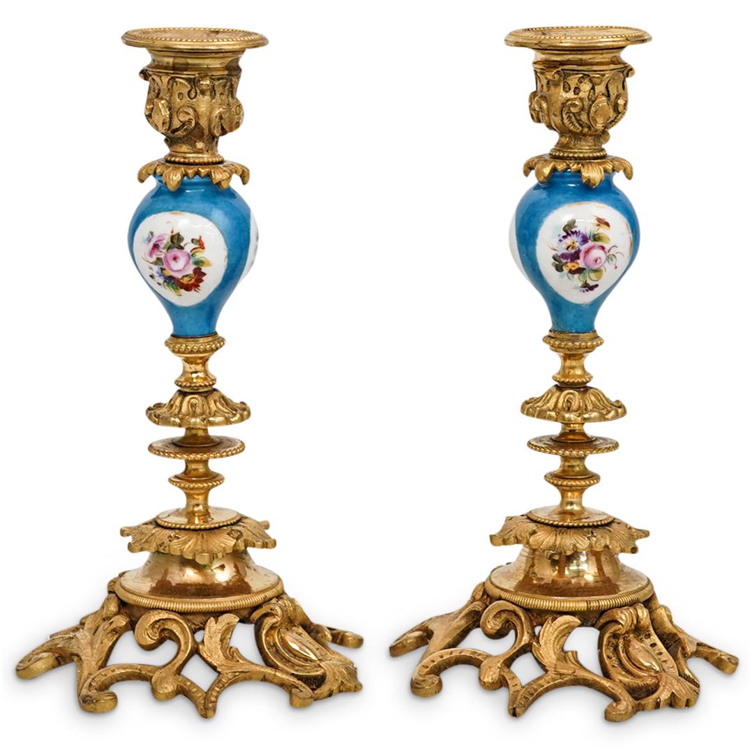 Sevres Porcelain and Gilt Bronze Candlesticks (1 of 7)
