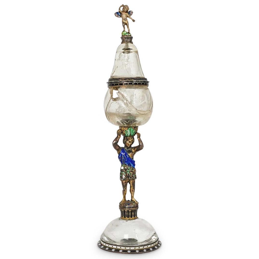 Viennese Enameled Silver and Rock Crystal Coupe (1 of 5)