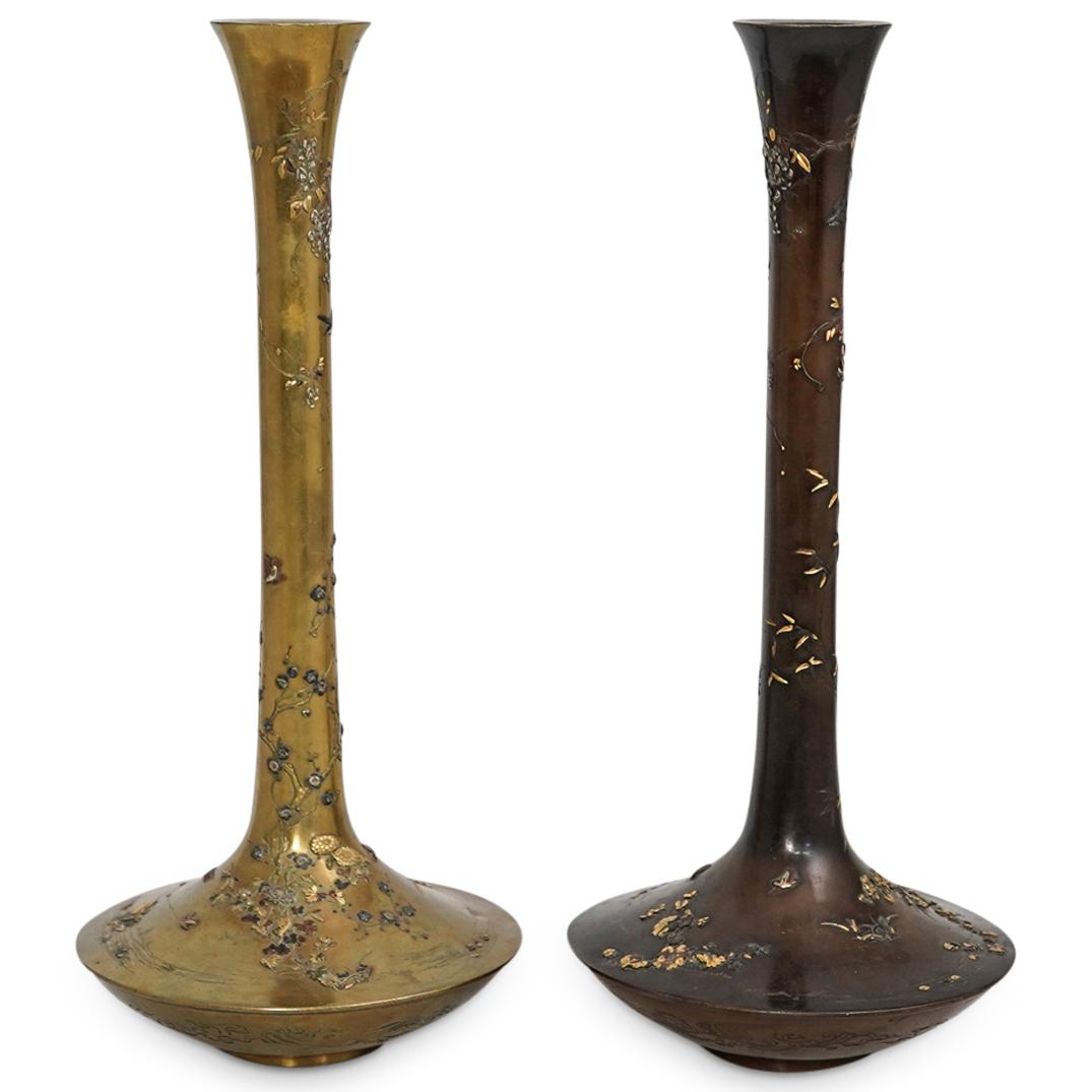 Pair of Japanese Meiji Bronze Vases (1 of 11)