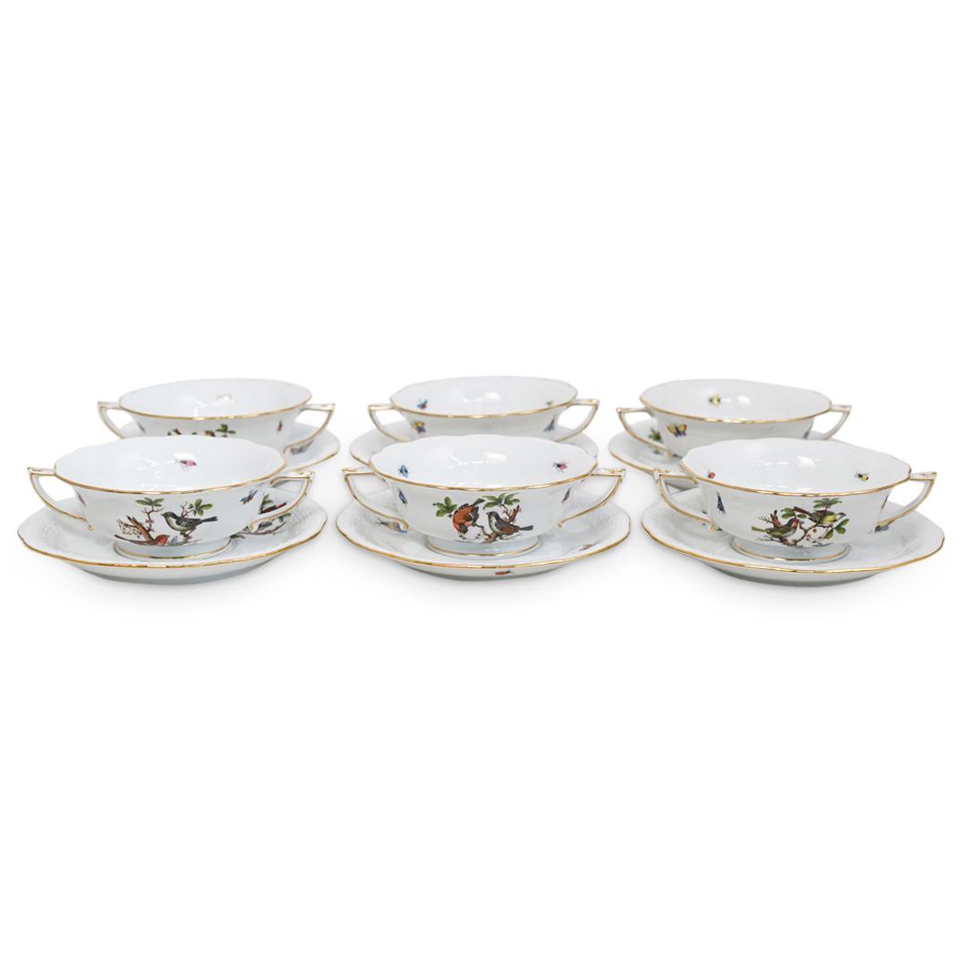 (6pcs) Herend "Rothschild Bird" Porcelain Soup set (1 of 9)