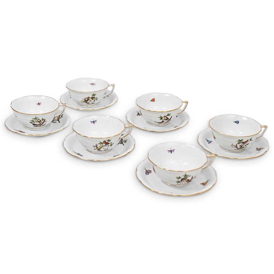 (6pcs) Herend "Rothschild Bird" Porcelain Tea Cups & (1 of 6)