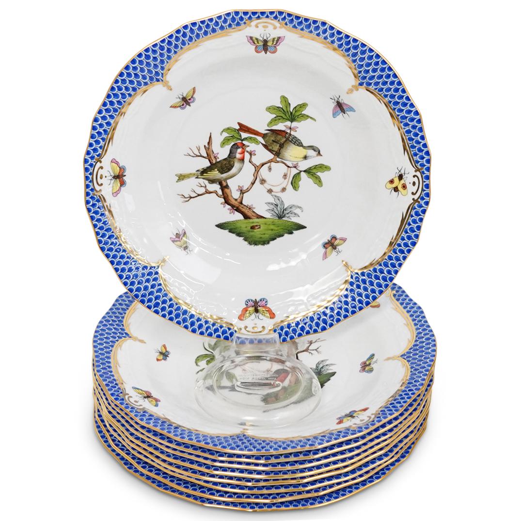 (9pcs) Herend Rothschild Blue Border Dessert Plates (1 of 11)