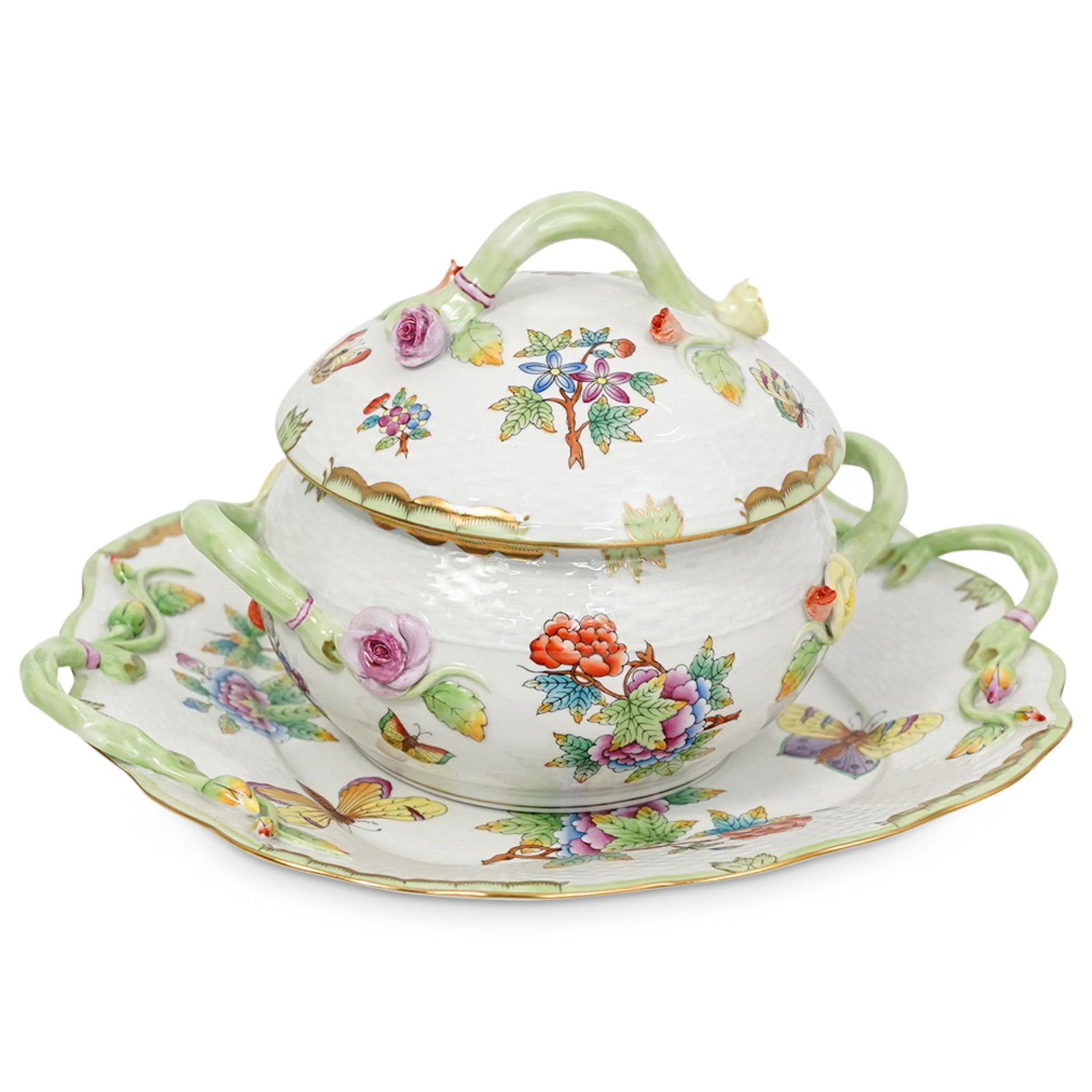 (2) Herend Porcelain Queen Victoria Vegetable Dish Set (1 of 10)