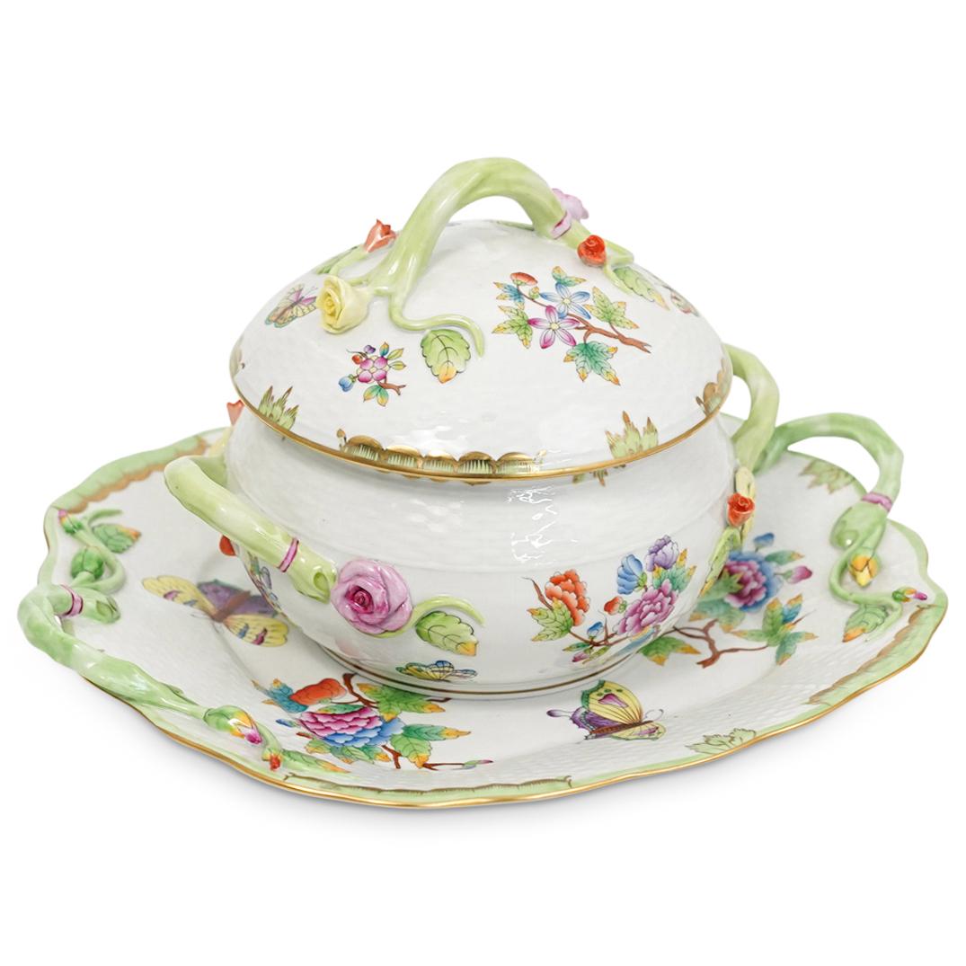 (2) Herend Porcelain Queen Victoria Vegetable Dish Set (1 of 9)