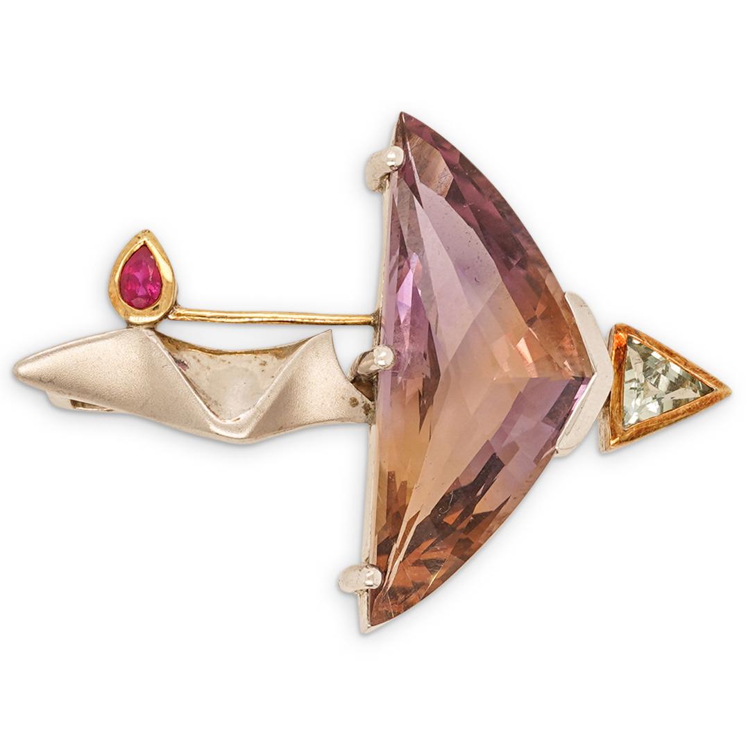 Modernist Sterling Silver and Ametrine Pendant (1 of 3)