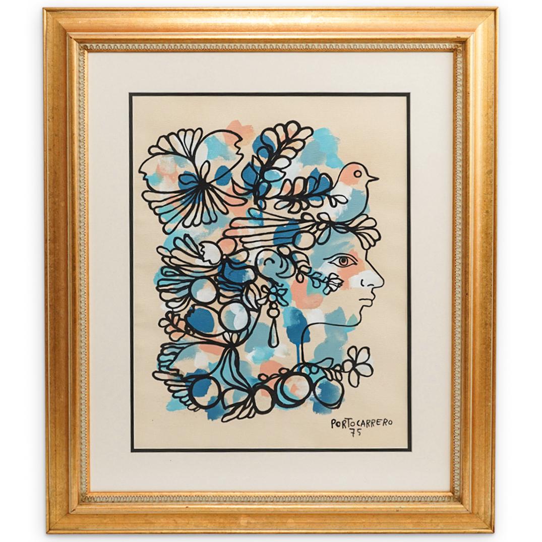 Rene Portocarrero (1912-1985) "Flora" Gouache Painting (1 of 6)