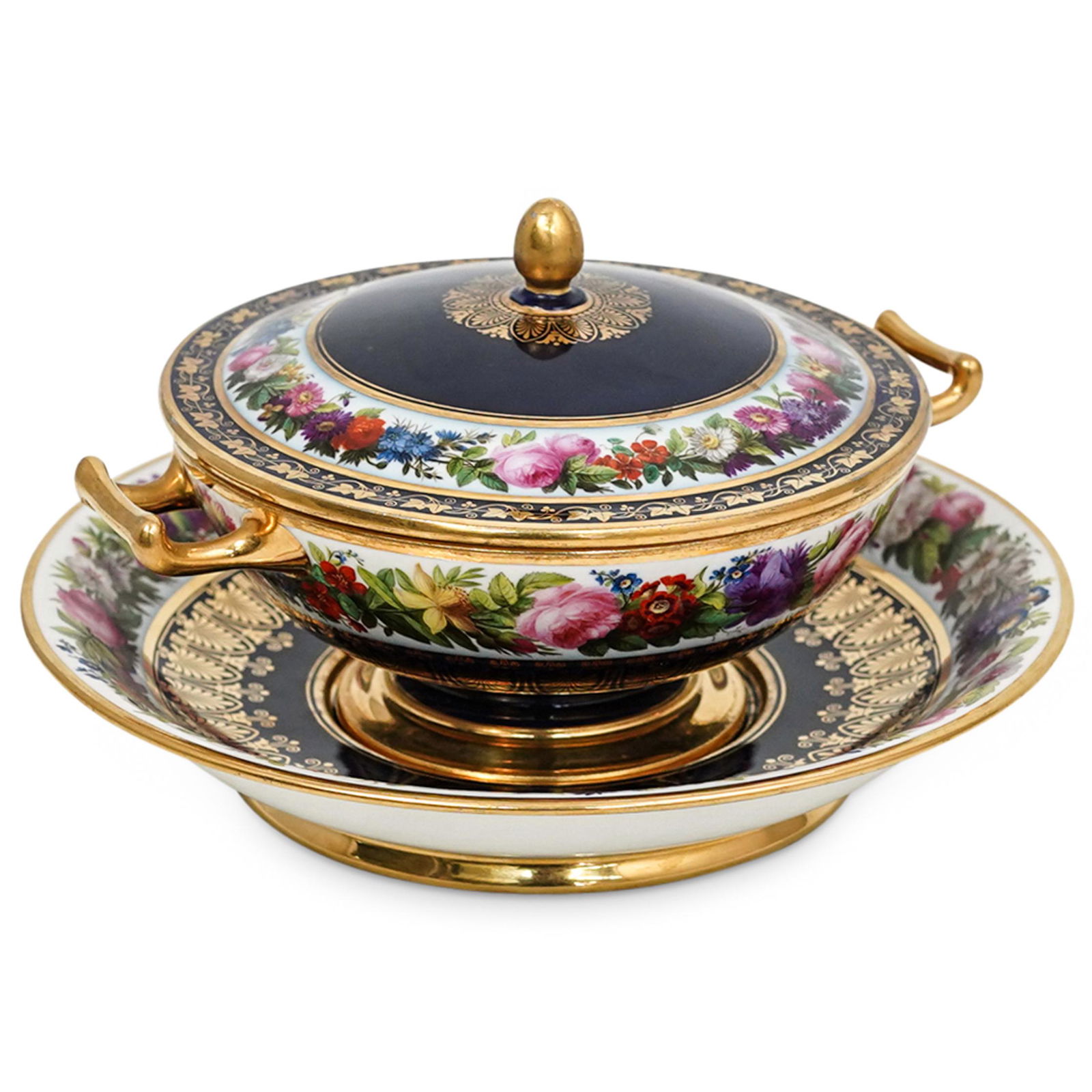 19th Cent. Sevres Porcelain Lidded Bowl and Underplate (1 of 12)