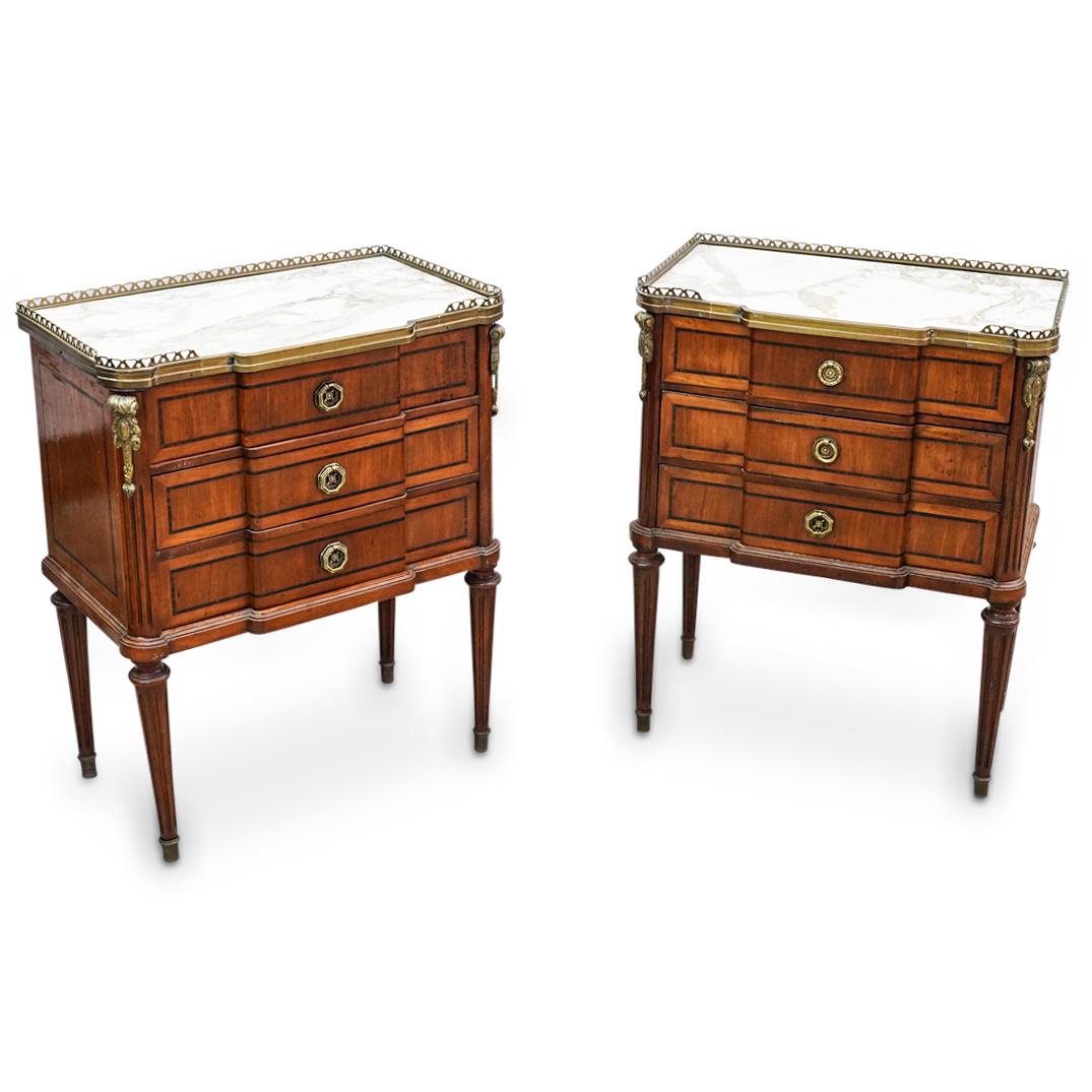 Pair of Antique Wood and Inset Marble Side Tables (1 of 12)