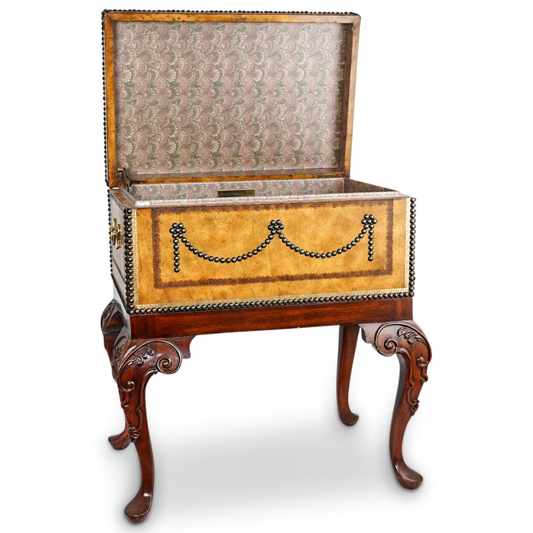 Maitland Smith Leather Trunk on Stand (1 of 11)