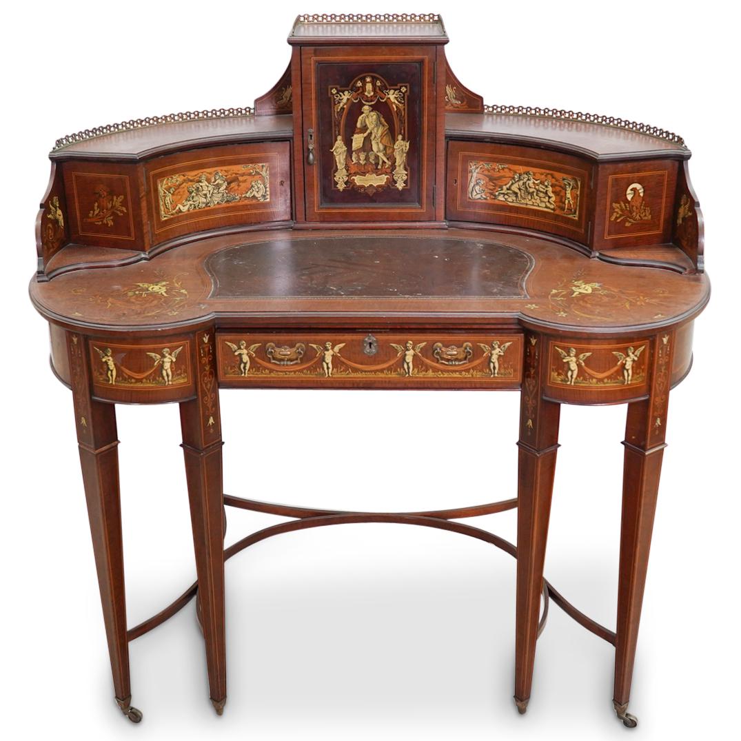 Antique English Lever Mahogany Ladies Writing Desk (1 of 11)