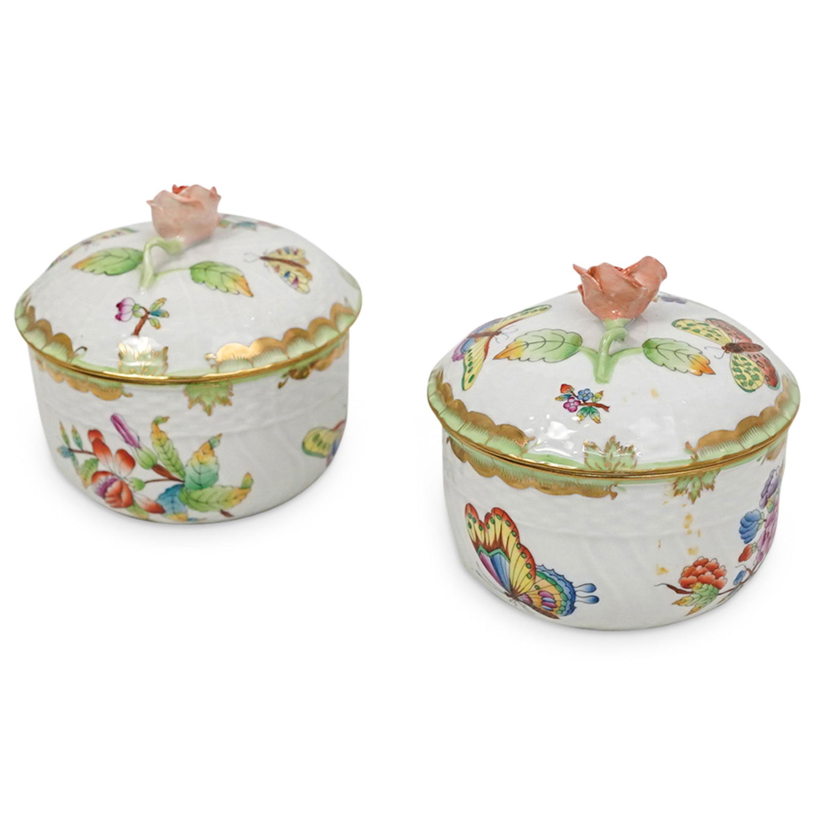 (2 Pc) Pair of Herend Porcelain Lidded Boxes (1 of 9)