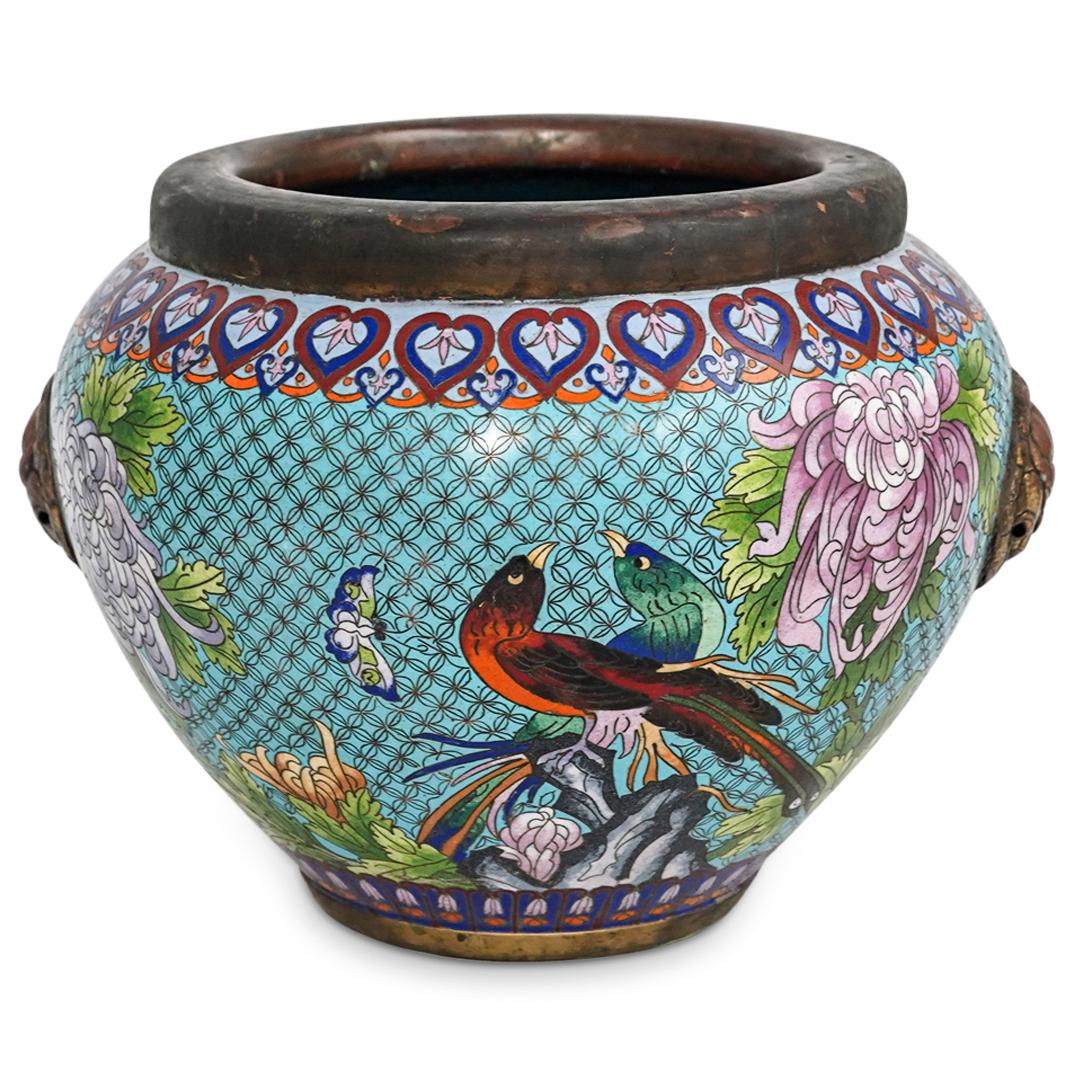 Chinese Cloisonne Enamel Fish Bowl (1 of 7)