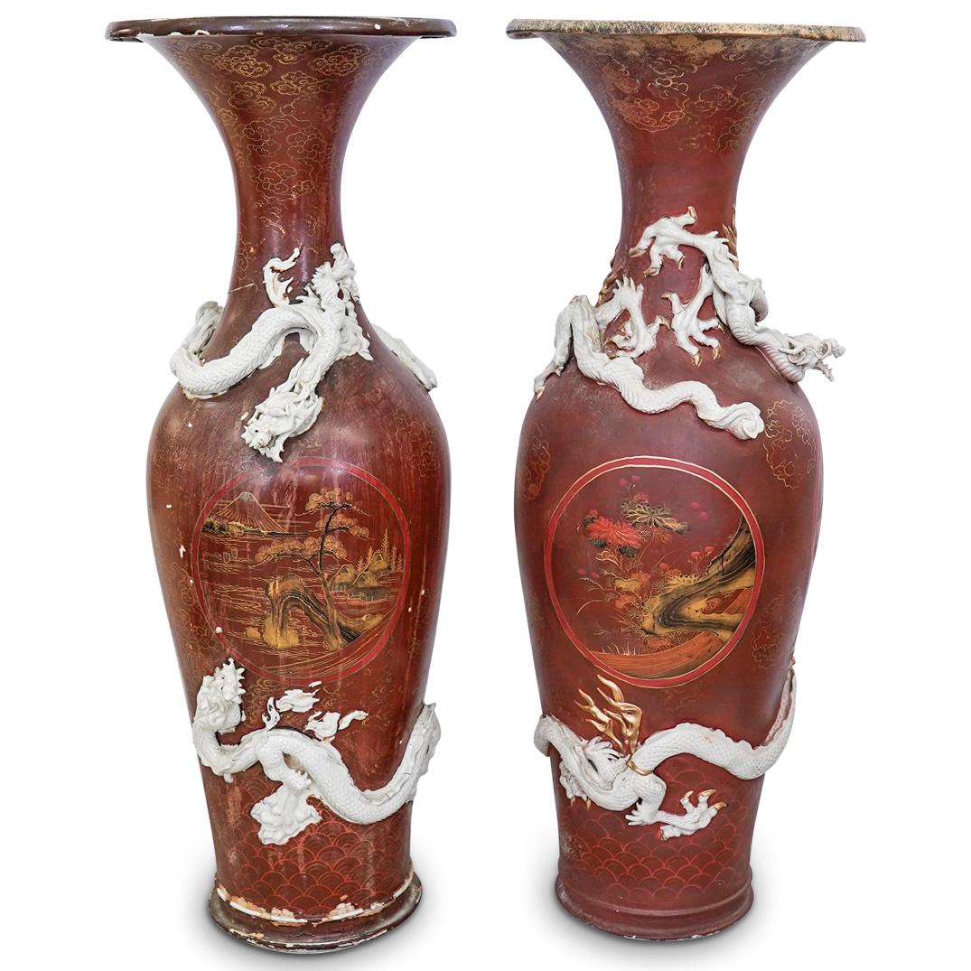 Pair Of Large Japanese Meiji Period Porcelain Vases (1 of 10)