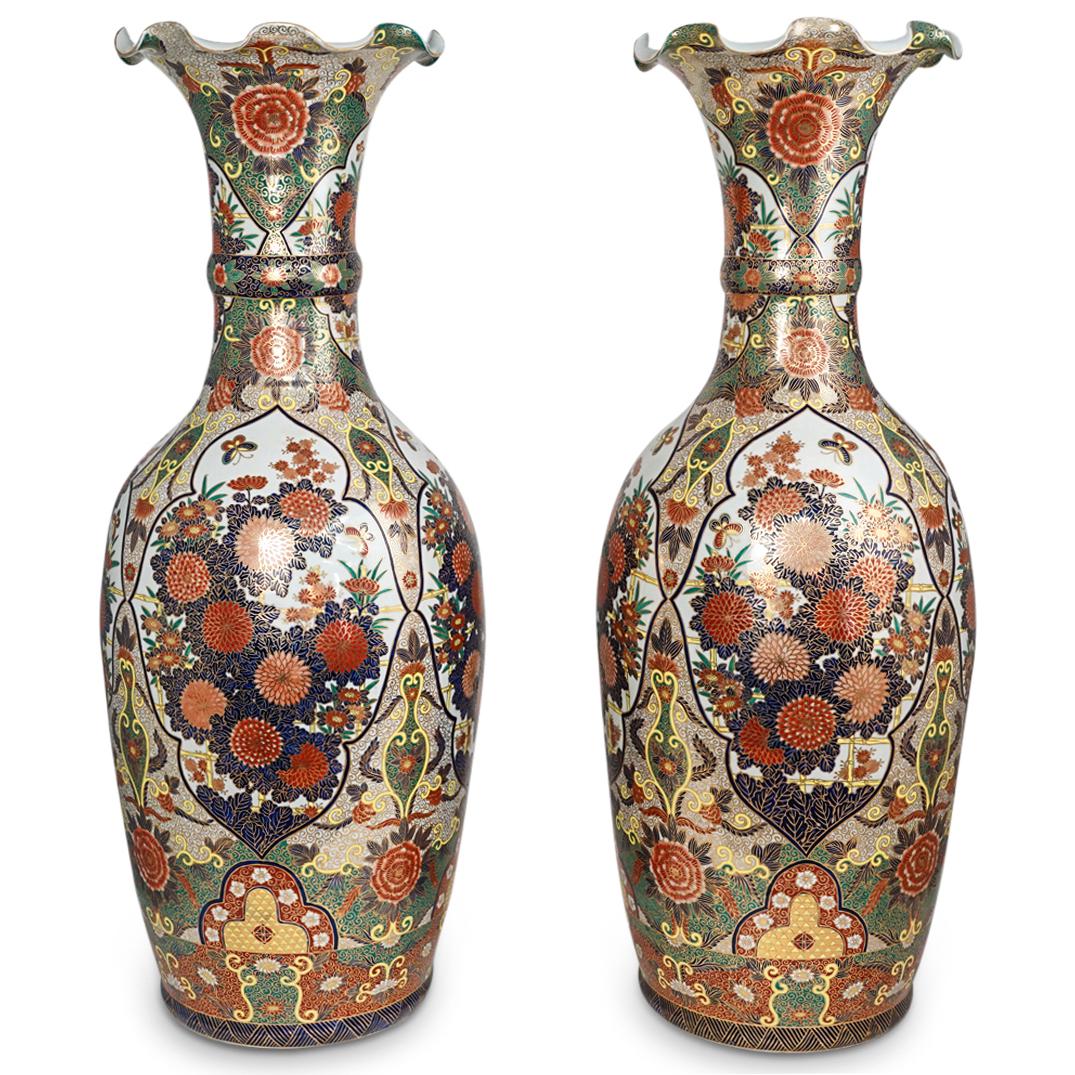 Pair of Large Japanese Satsuma Vases (1 of 8)