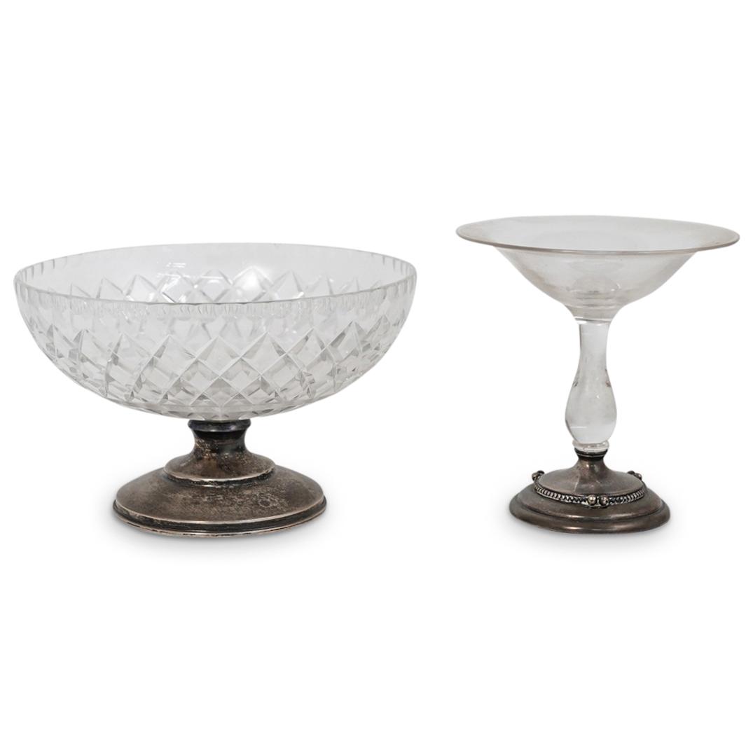 (2 Pc) Hawkes Crystal and Sterling Silver Compotes (1 of 12)