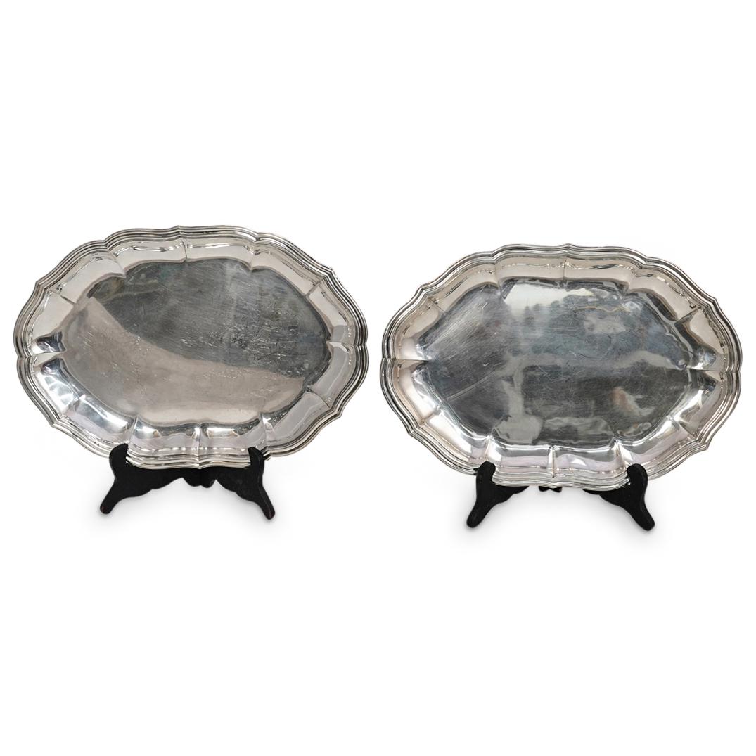 (2 Pc) Pair Of Sterling Silver Oval Trays (1 of 7)