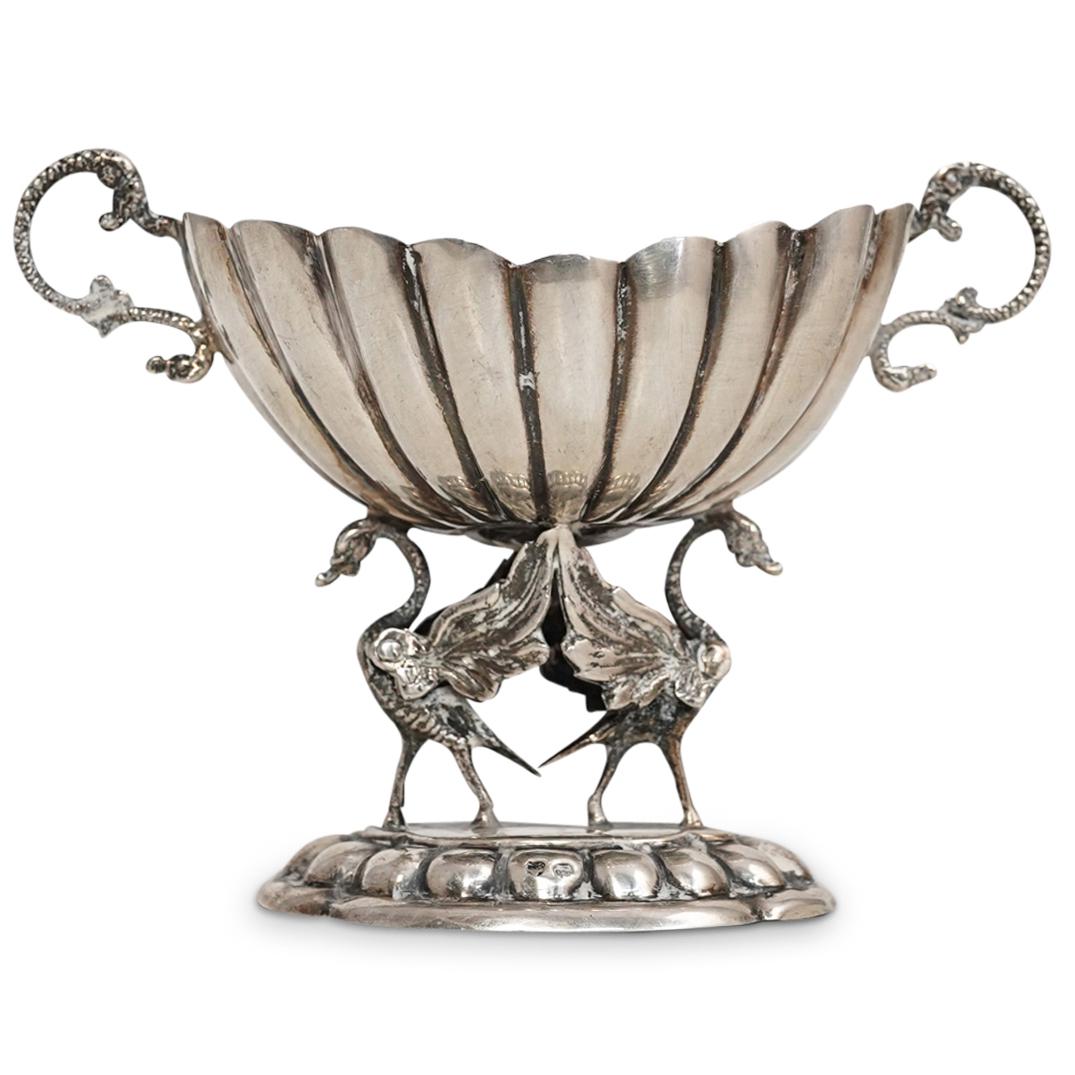 Antique Sterling Silver Swans Footed Nut Bowl (1 of 5)